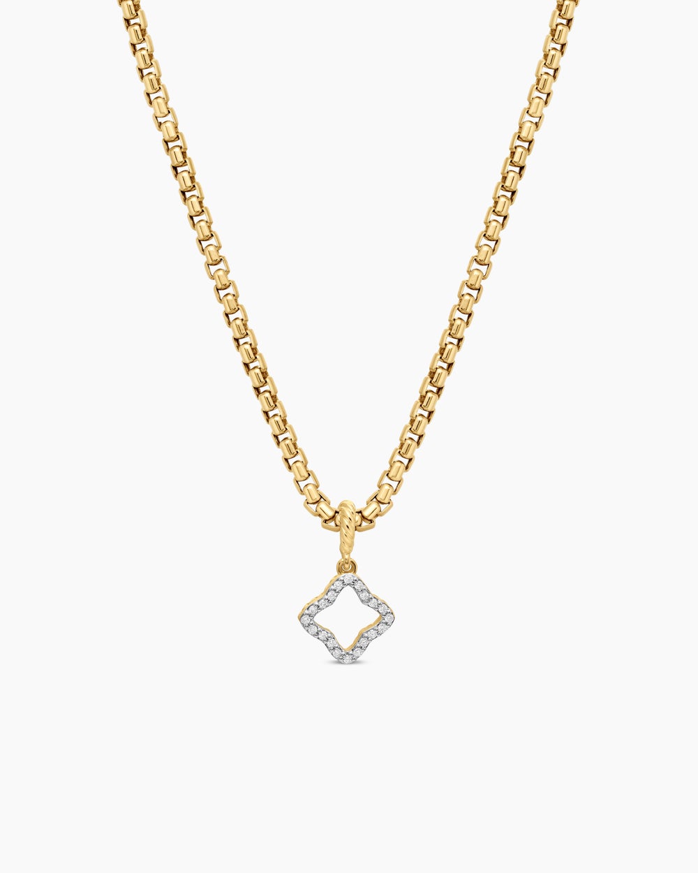 Amulette quadrilobe en or jaune 18 carats avec diamants, 11 mm pour femmes