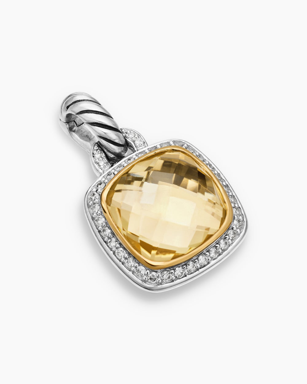 Womens Albion Pendant in Sterling Silver with 18K Yellow Gold and Diamonds, 11mm