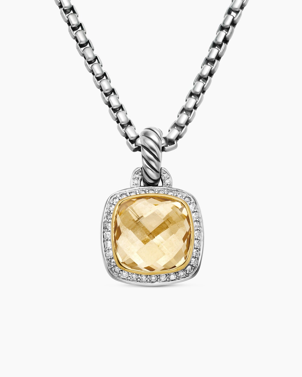 Womens Albion Pendant in Sterling Silver with 18K Yellow Gold and Diamonds, 11mm