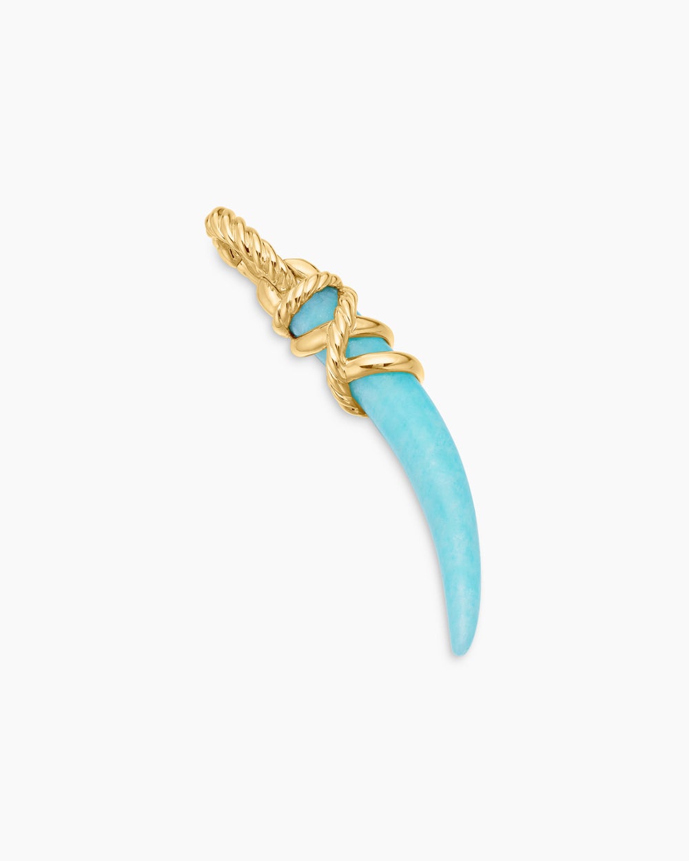 Womens Tusk Amulet with Amazonite and 18K Yellow Gold, 31mm
