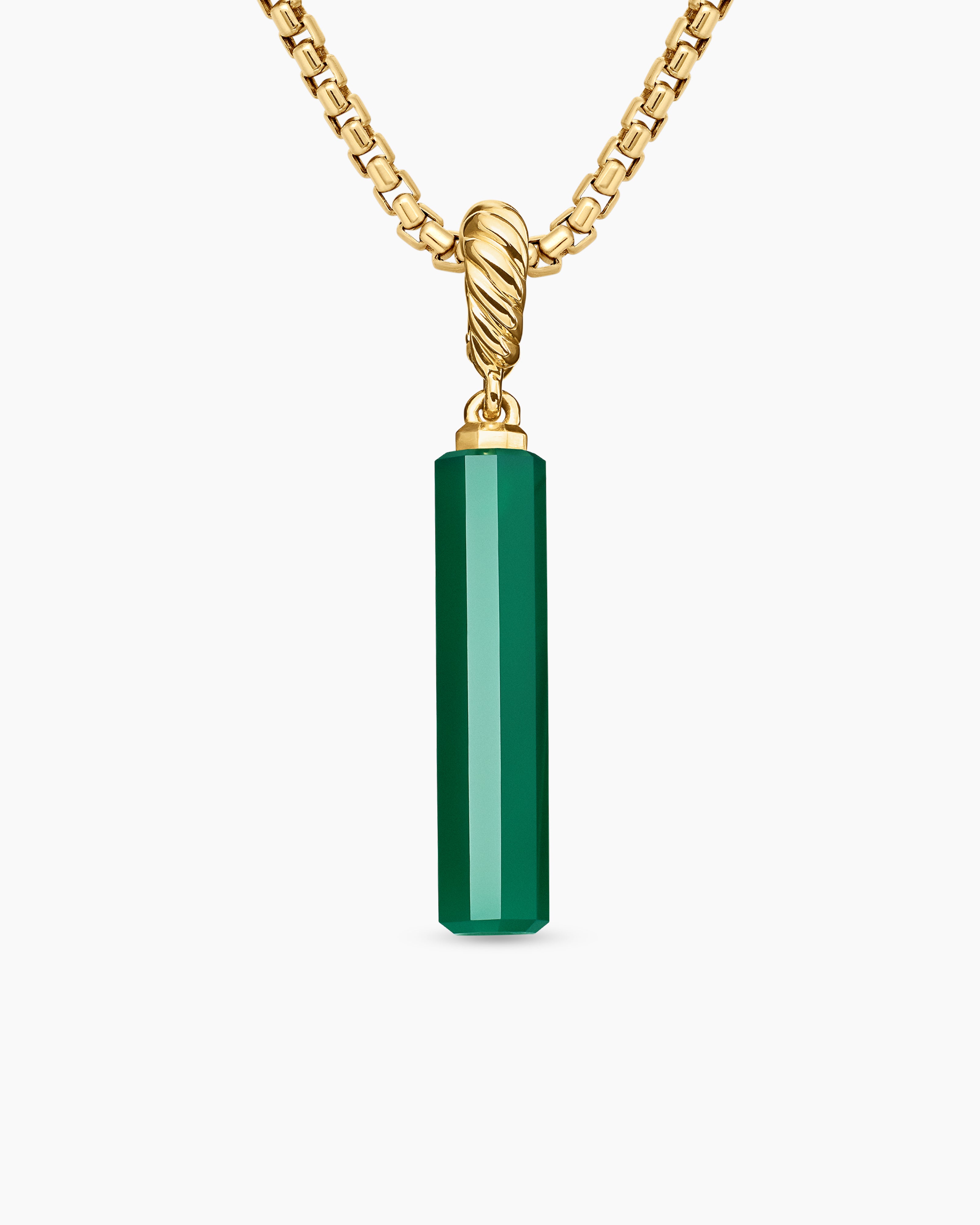 Amulette cylindrique avec onyx vert et or jaune 18 carats, 20 mm femme 