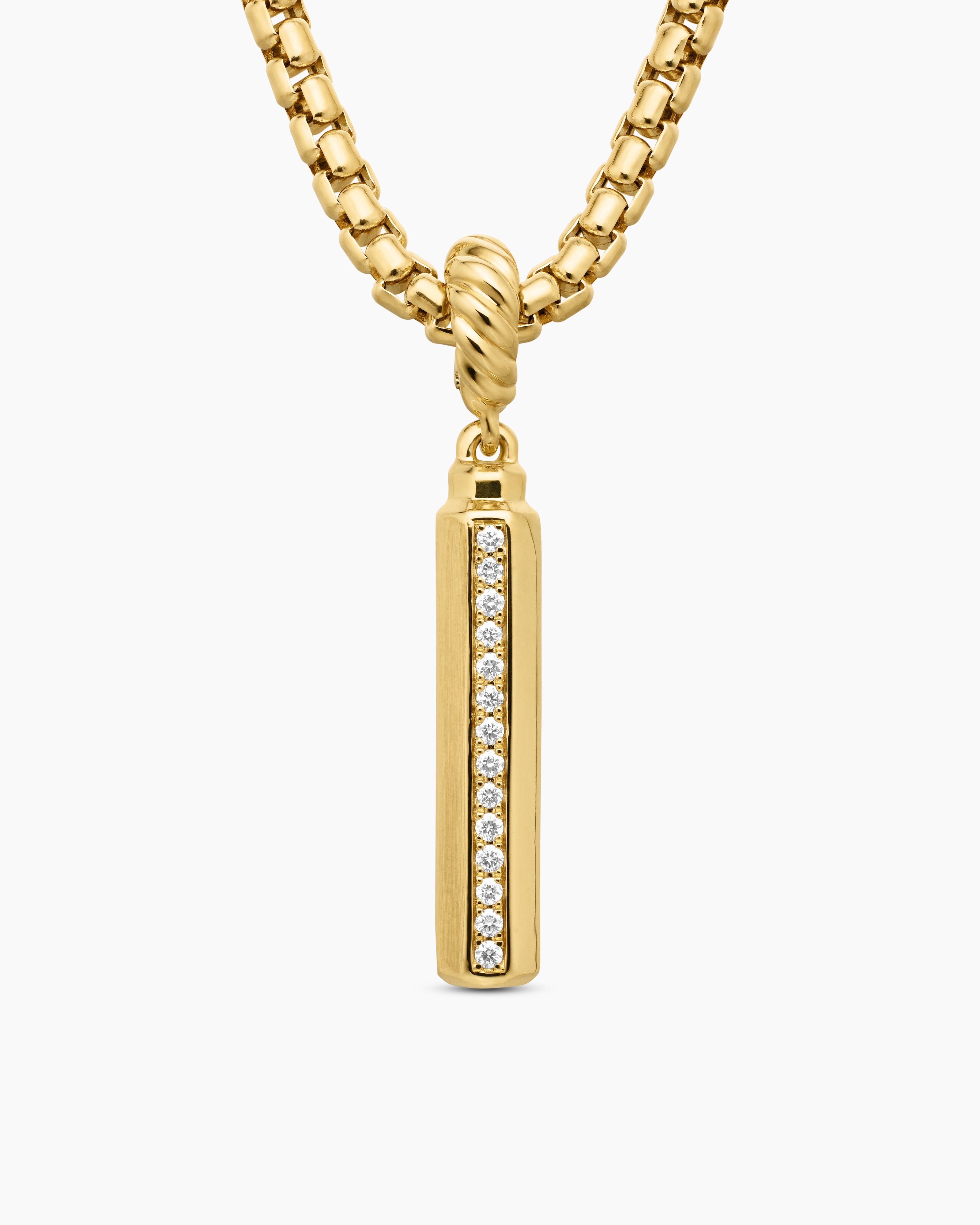 Womens Barrel Amulet in 18K Yellow Gold with Diamonds, 20mm