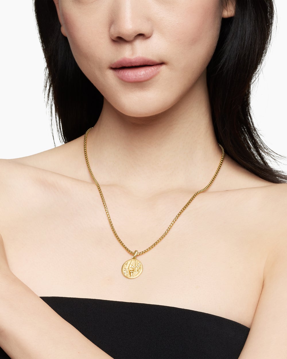 Amulette Capricorne en or jaune 18 carats avec diamants, 19 mm femmes