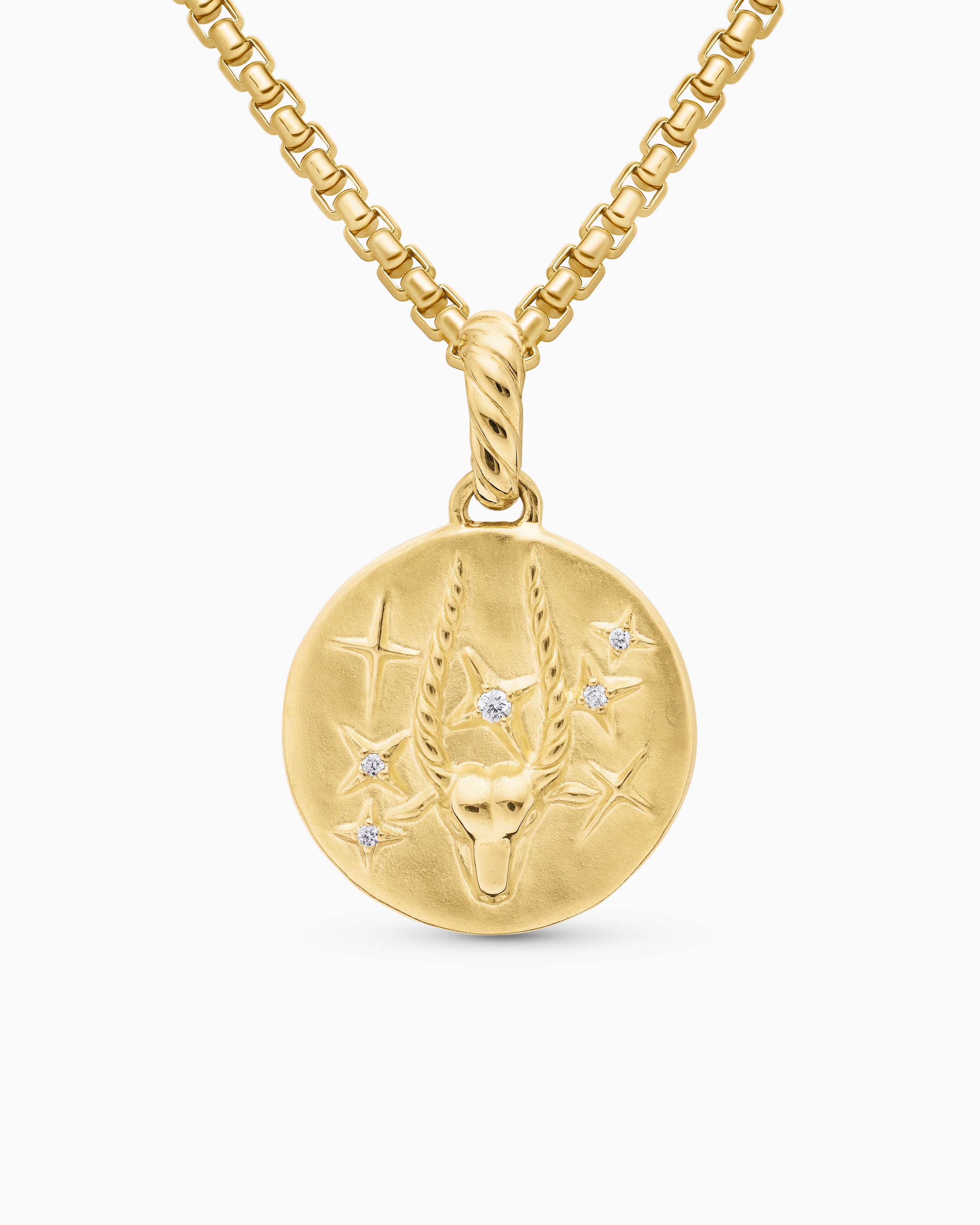 Amulette Capricorne en or jaune 18 carats avec diamants, 19 mm femmes 