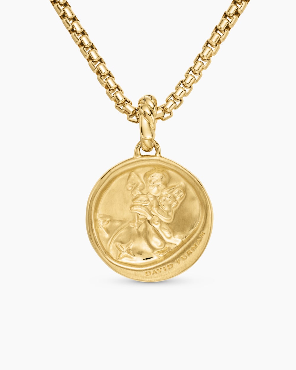Womens Aquarius Amulet in 18ct Yellow Gold with Diamonds, 19mm