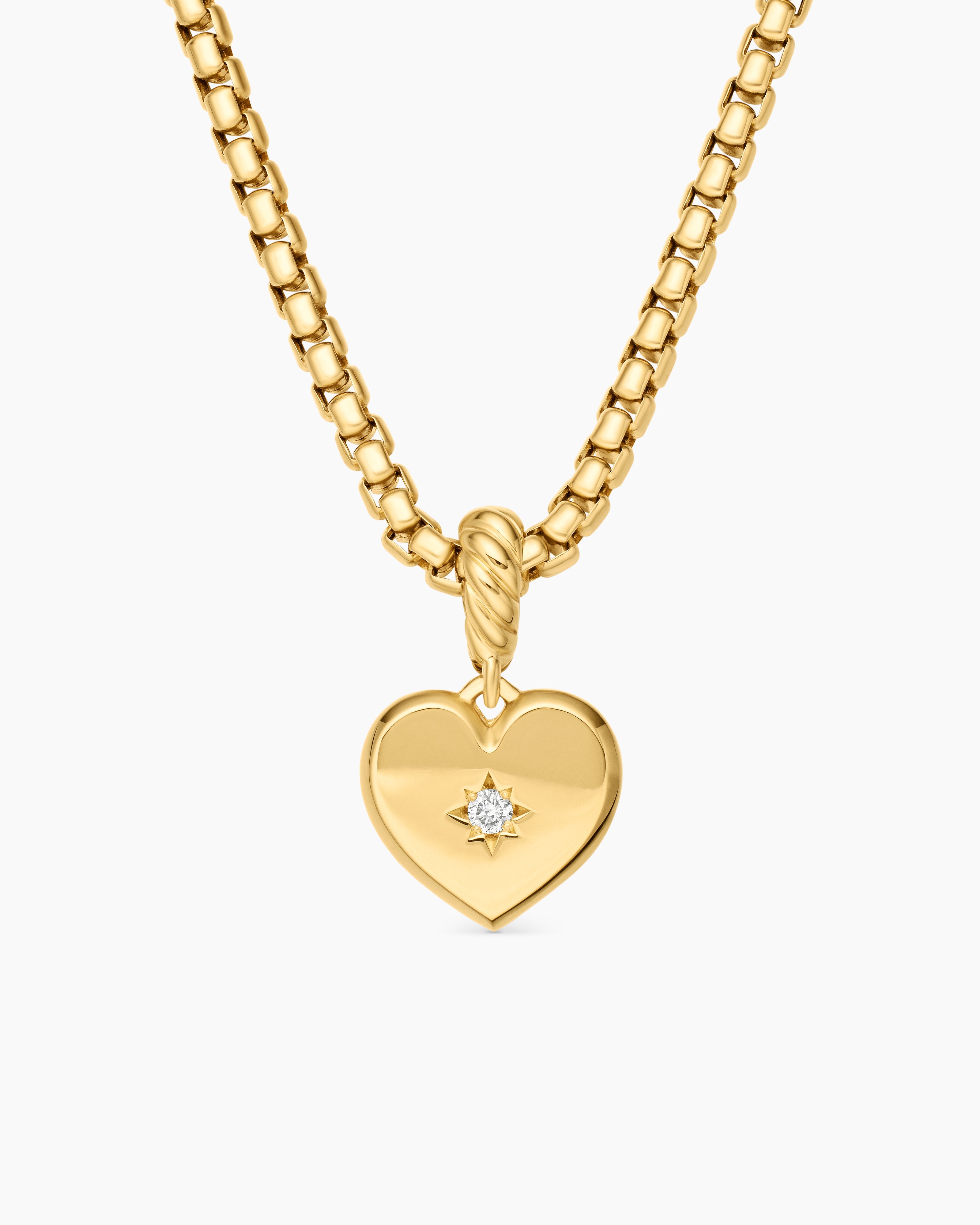 Amulette boussole c&oelig;ur en or jaune 18 carats avec diamant central, 11,3 mm femmes 
