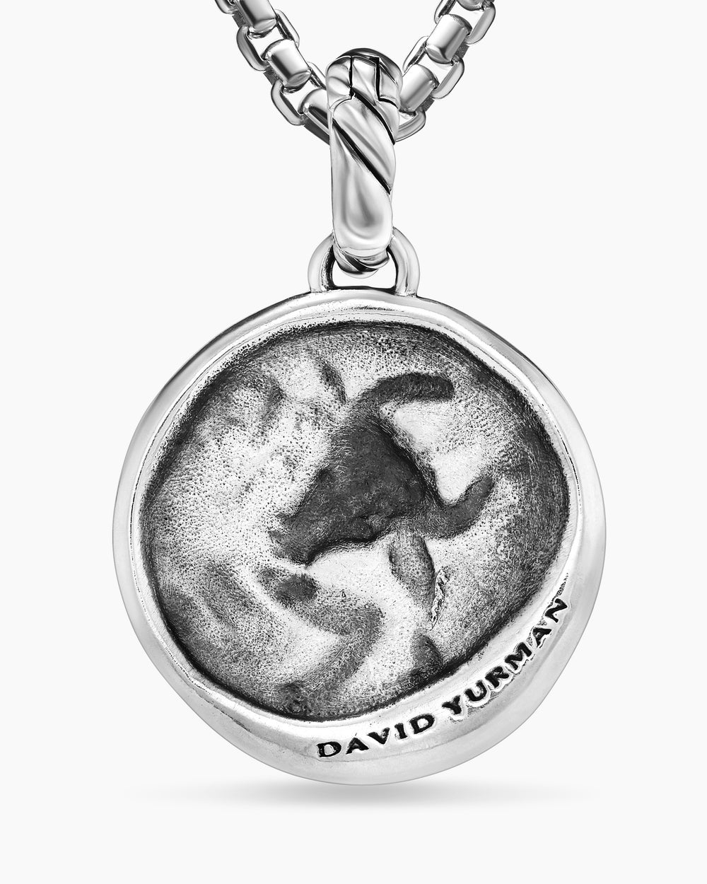 Womens Taurus Amulet in Sterling Silver with 18K Yellow Gold and Diamonds, 19mm