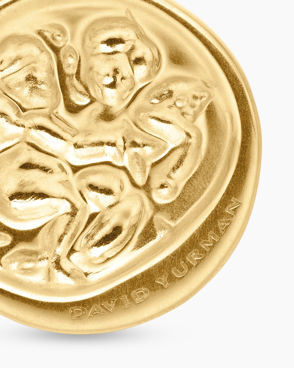 Womens Gemini Amulet in 18K Yellow Gold with Diamonds, 19mm