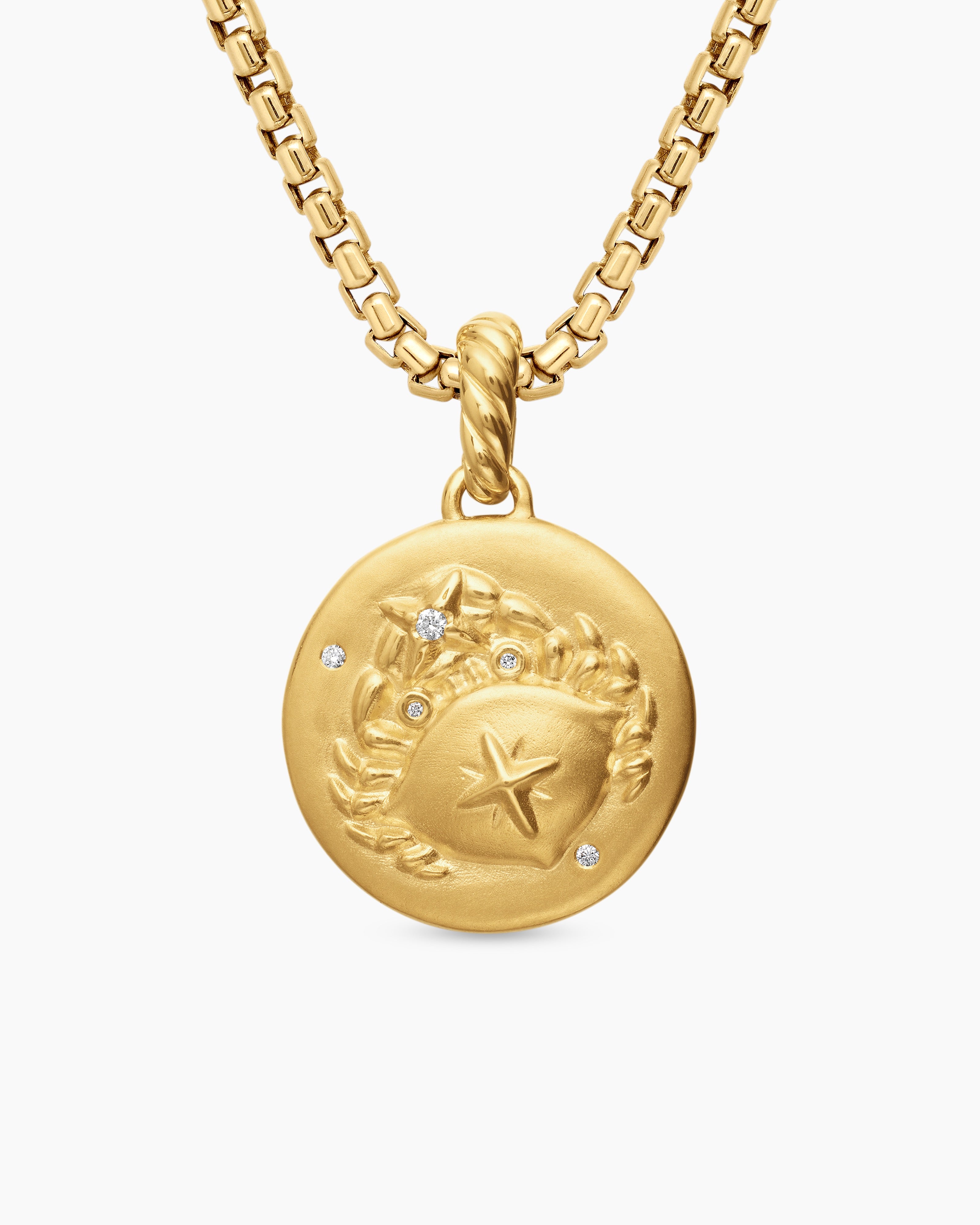 Womens Cancer Amulet in 18K Yellow Gold with Diamonds, 19mm