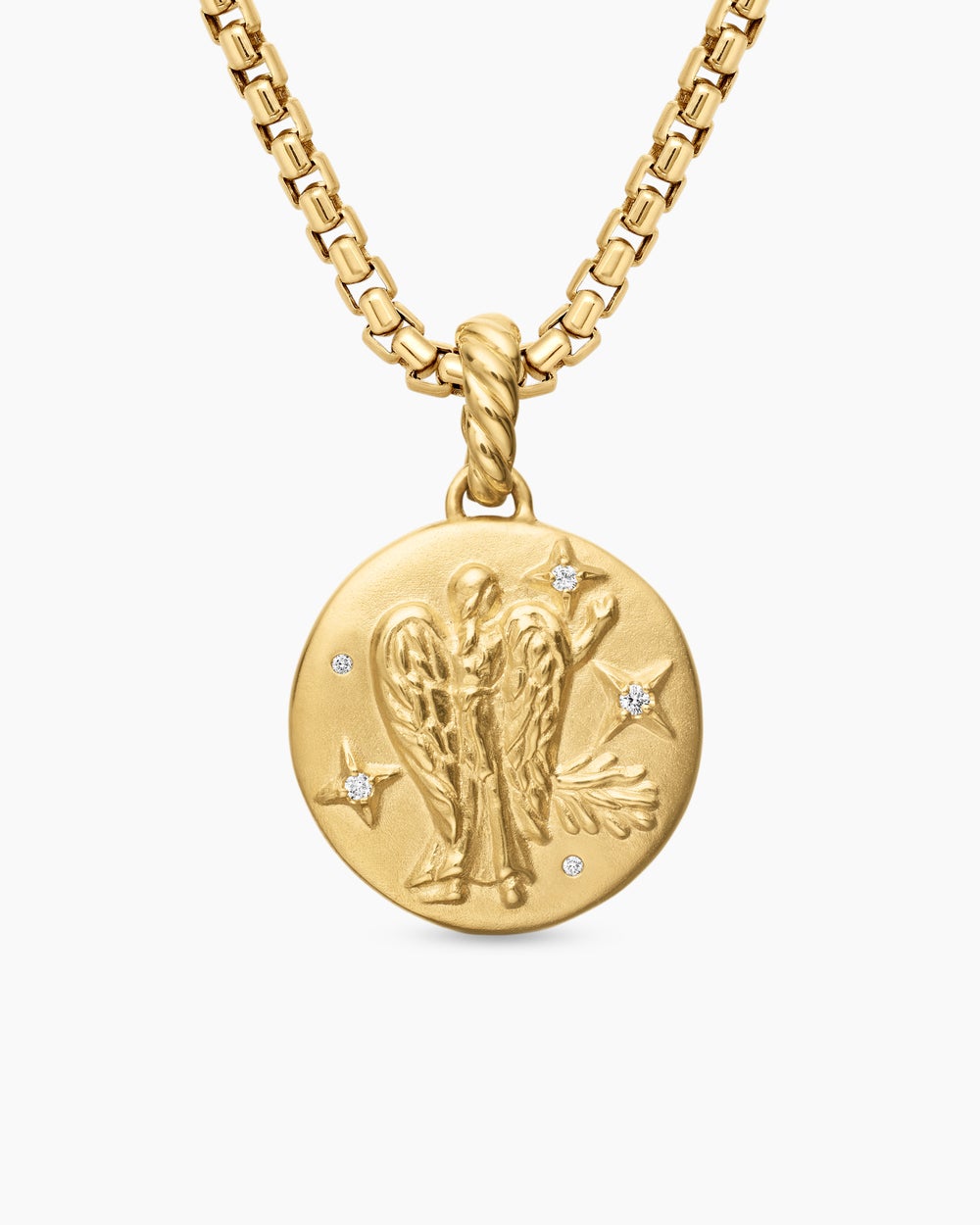 Womens Virgo Amulet in 18K Yellow Gold with Diamonds, 19mm