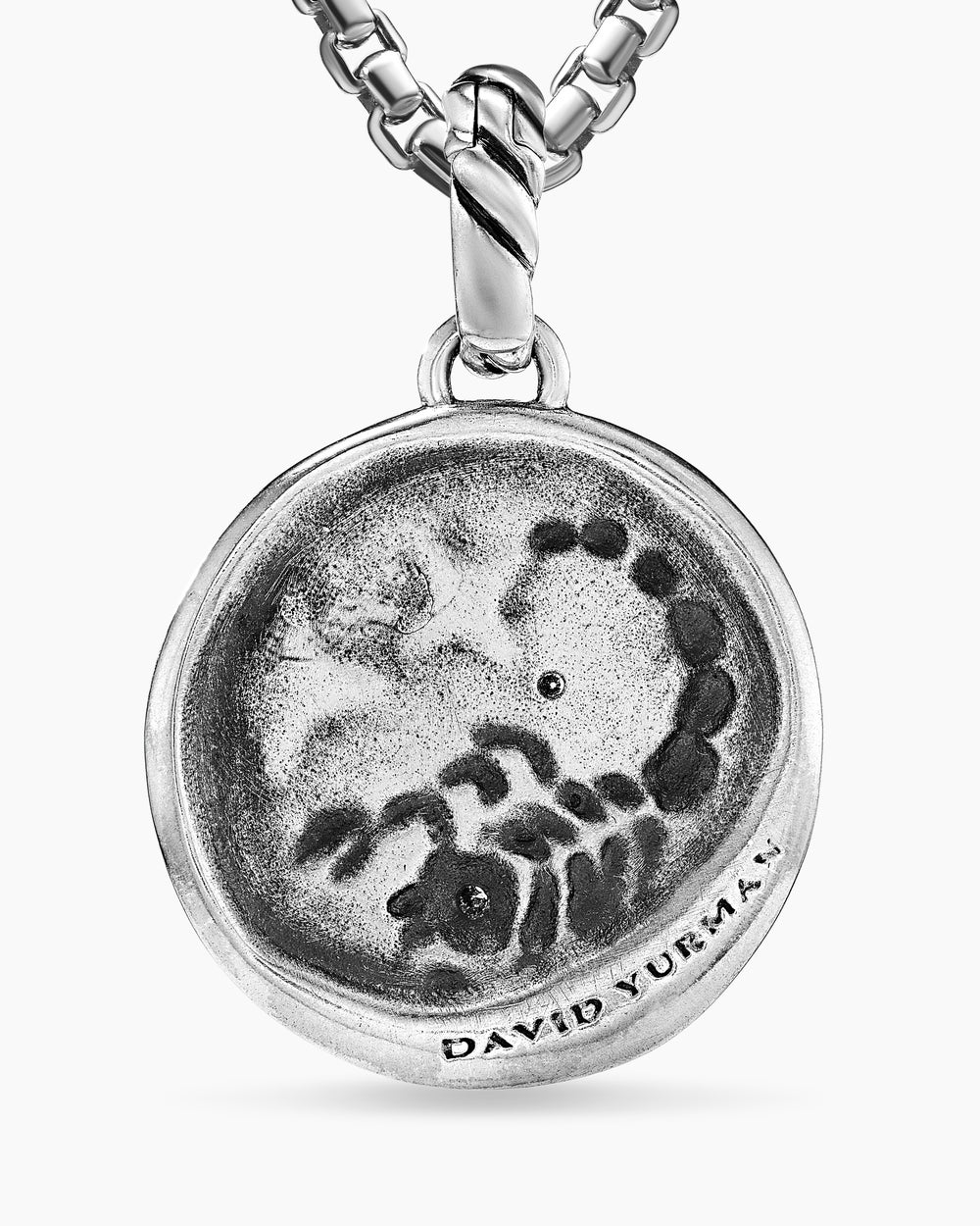 Womens Scorpio Amulet in Sterling Silver with 18K Yellow Gold and Diamonds, 19mm
