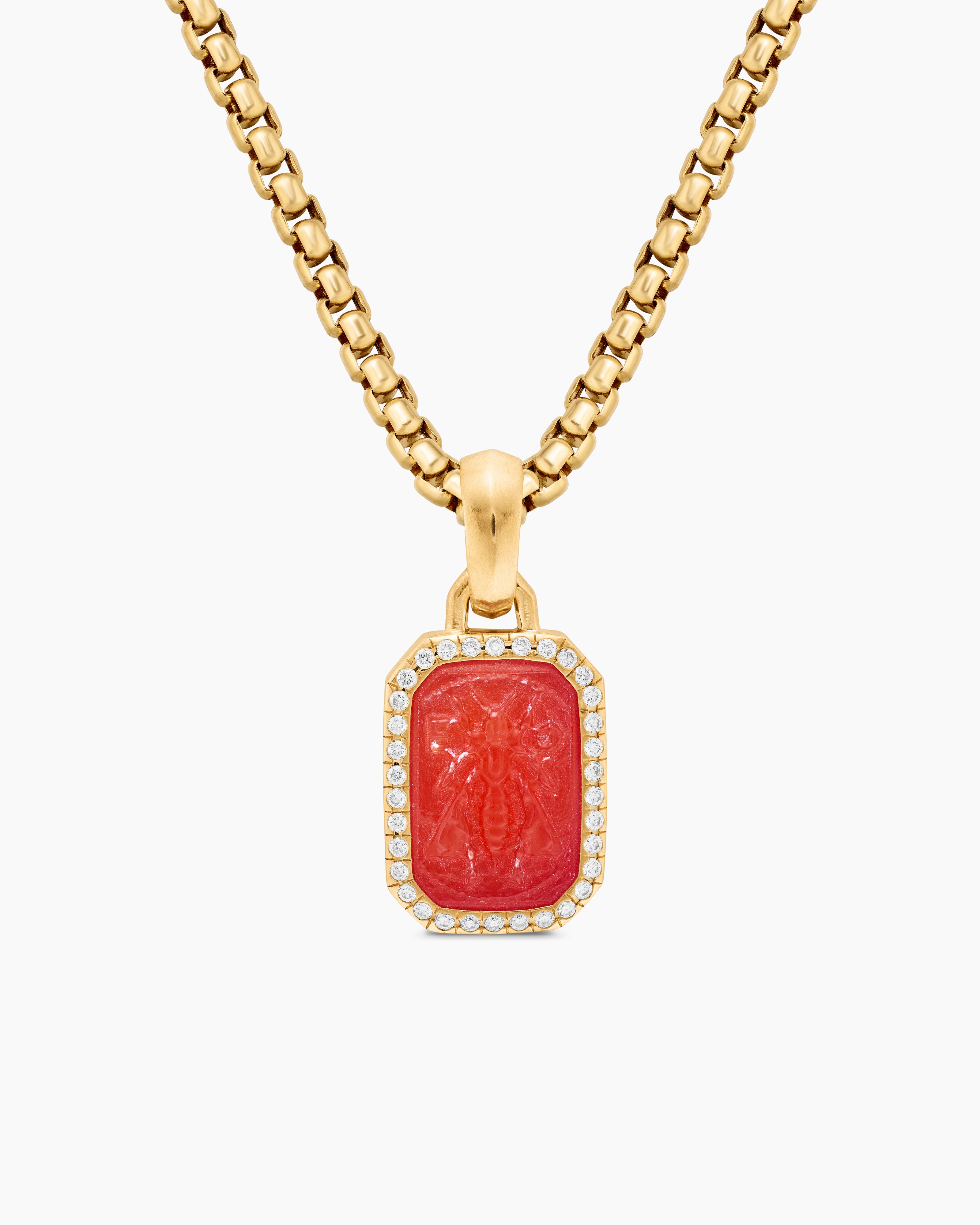 Womens Petrvs&reg; Bee Amulet in 18K Yellow Gold with Carnelian and Diamonds, 15mm