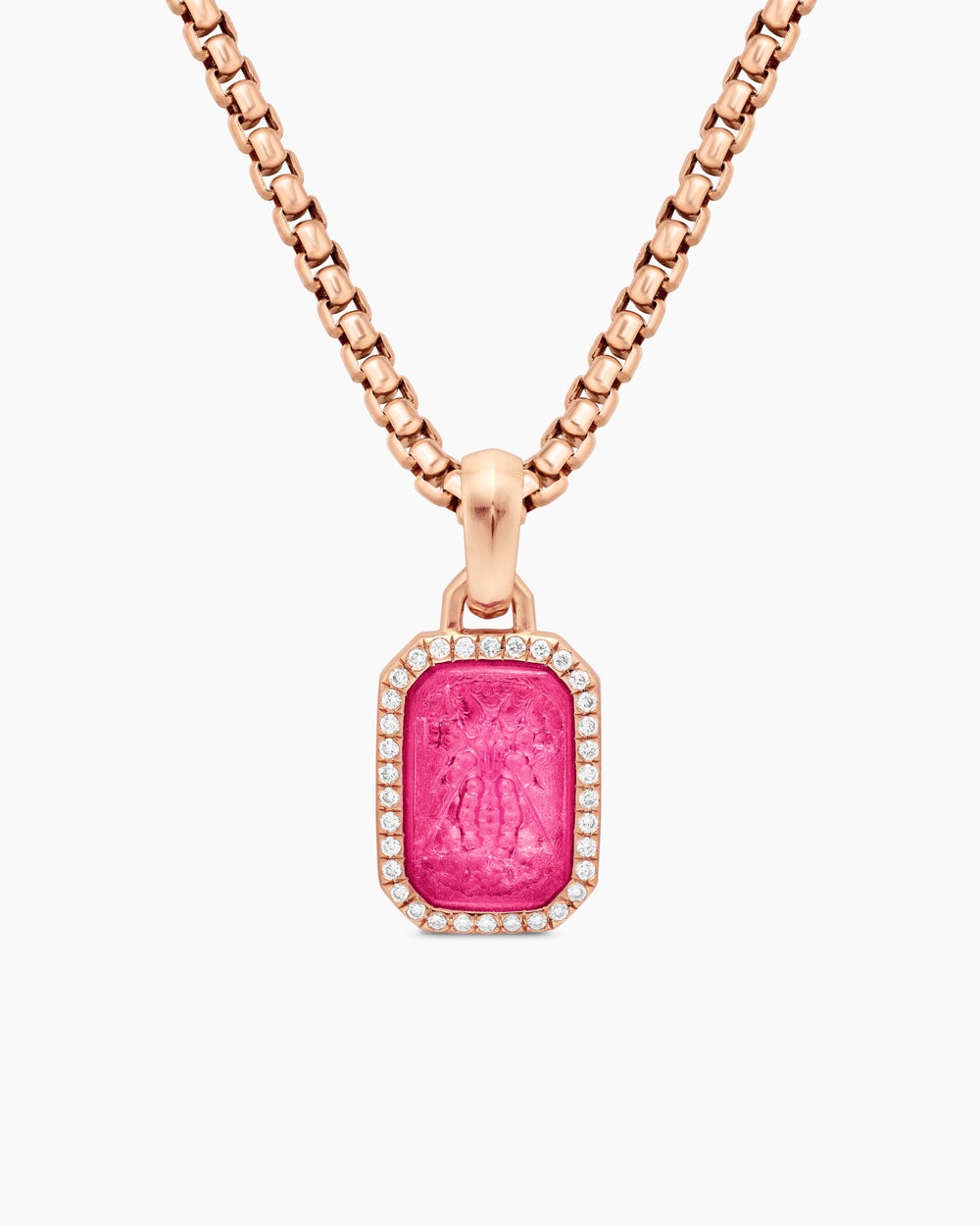 Womens Petrvs® Bee Amulet in 18K Rose Gold with Rubellite and Diamonds, 15mm