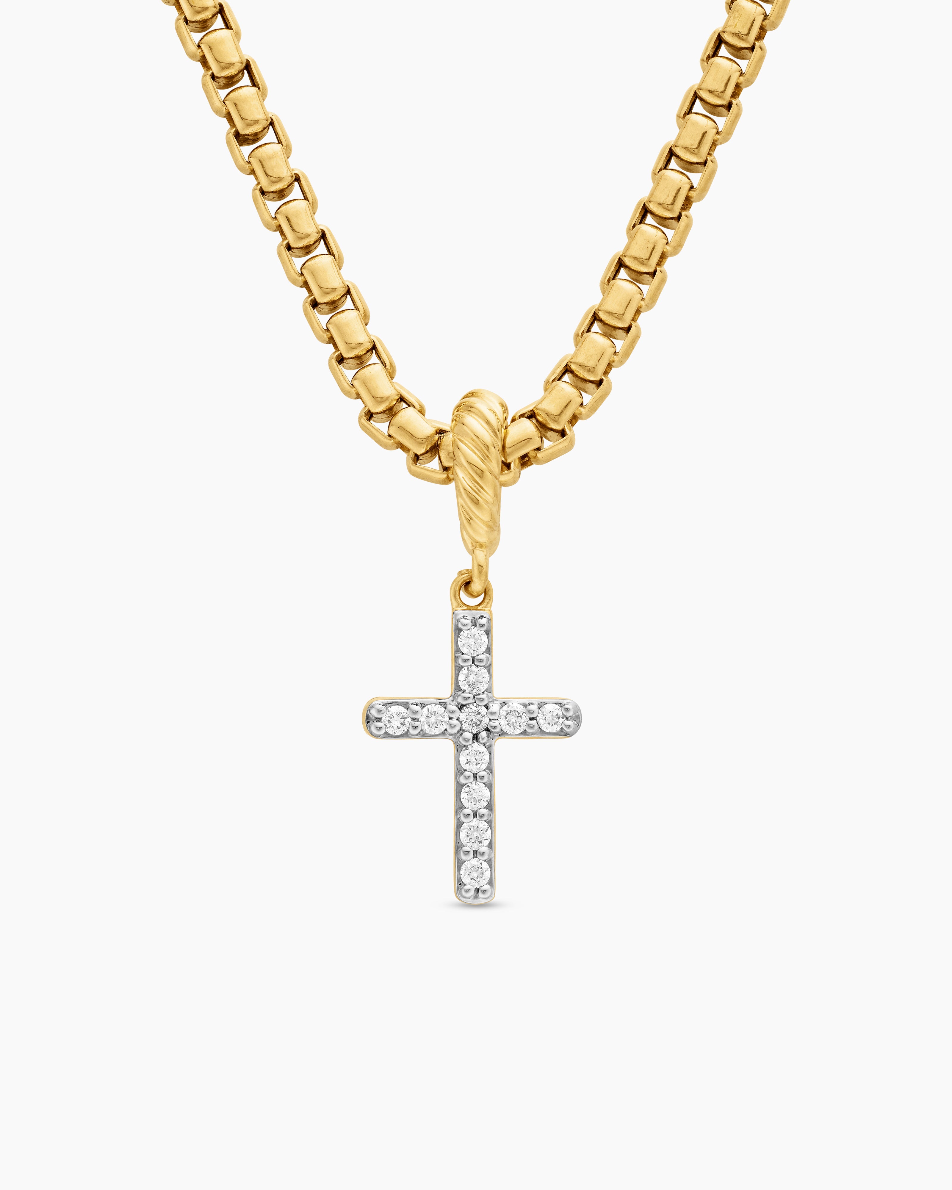 Womens Cable Collectibles&reg; Cross Amulet in 18K Yellow Gold with Diamonds, 11.4mm