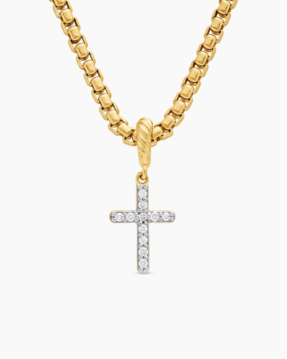 Womens Cable Collectibles® Cross Amulet in 18K Yellow Gold with Diamonds, 11.4mm