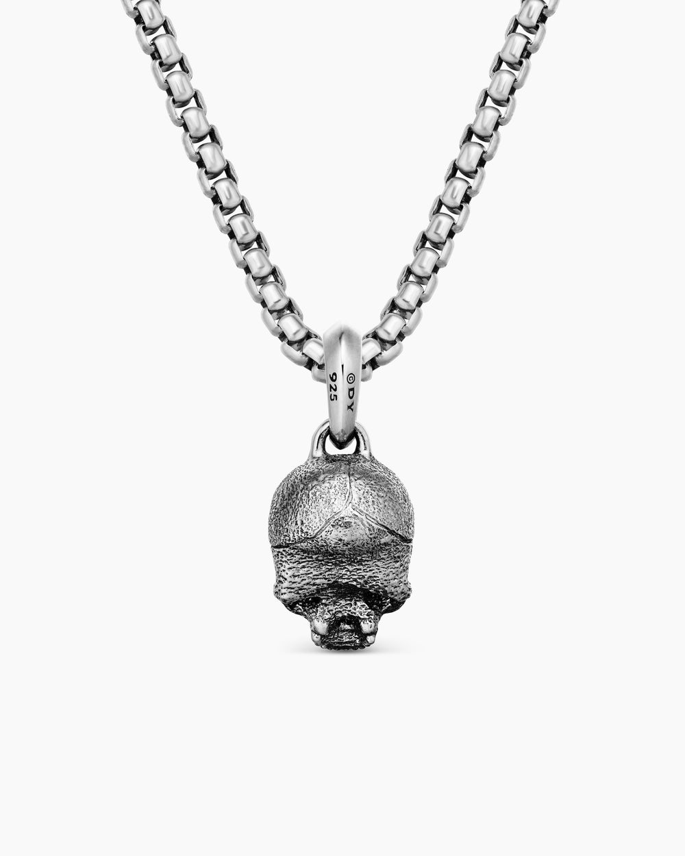 Mens Memento Mori Skull Amulet in Sterling Silver, 16mm