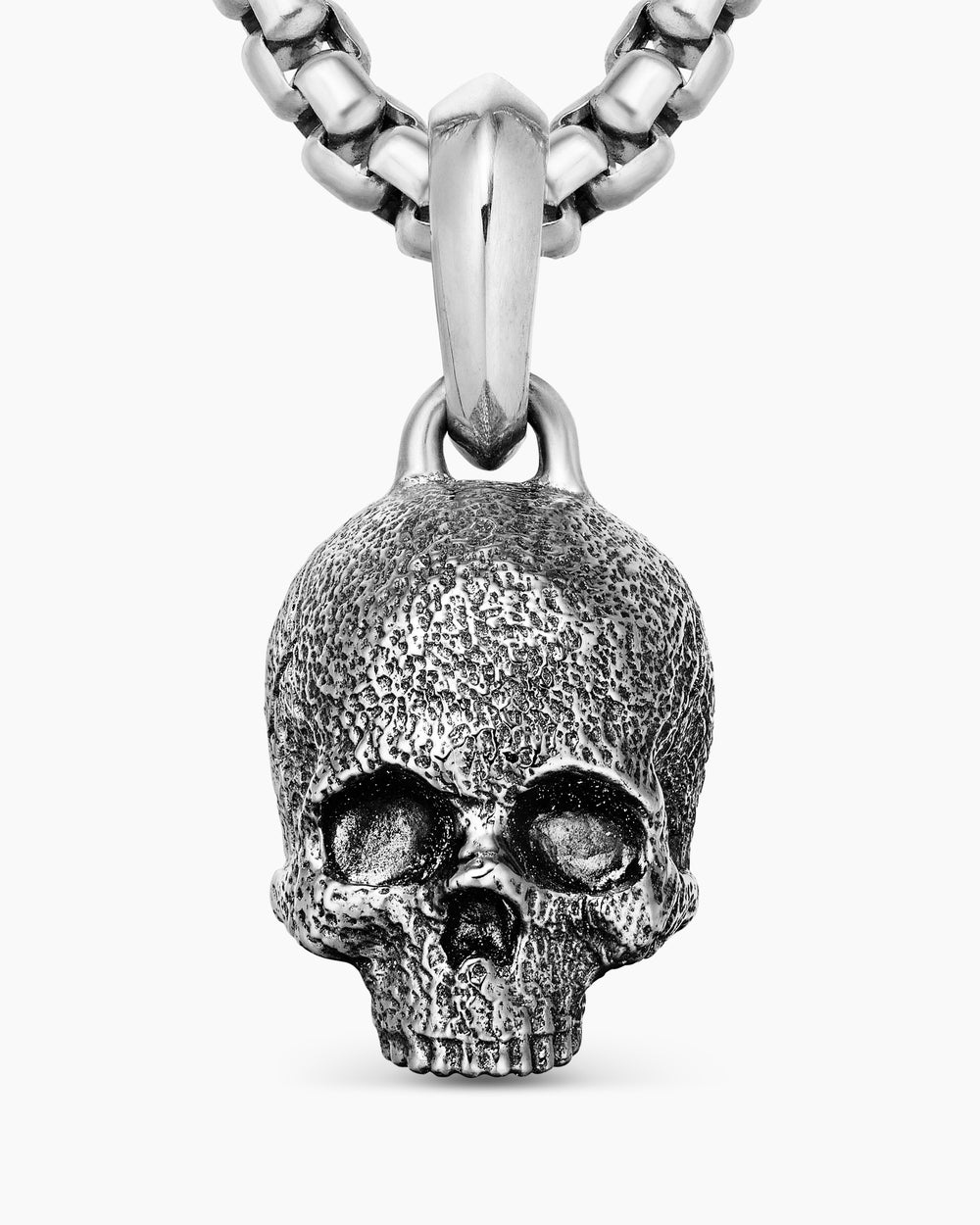 Mens Memento Mori Skull Amulet in Sterling Silver, 16mm