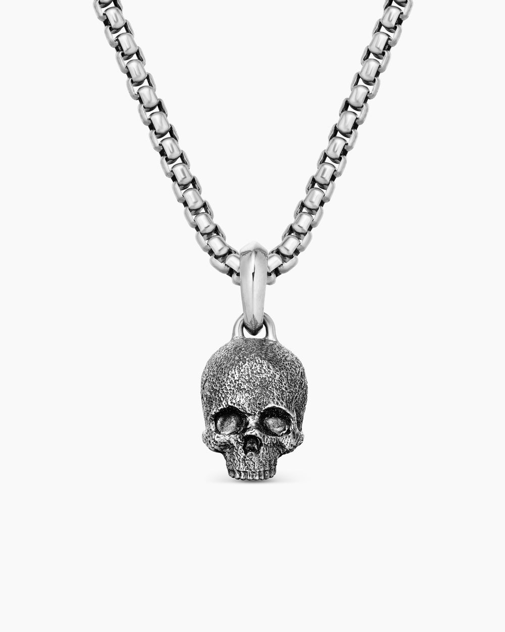 Mens Memento Mori Skull Amulet in Sterling Silver, 16mm