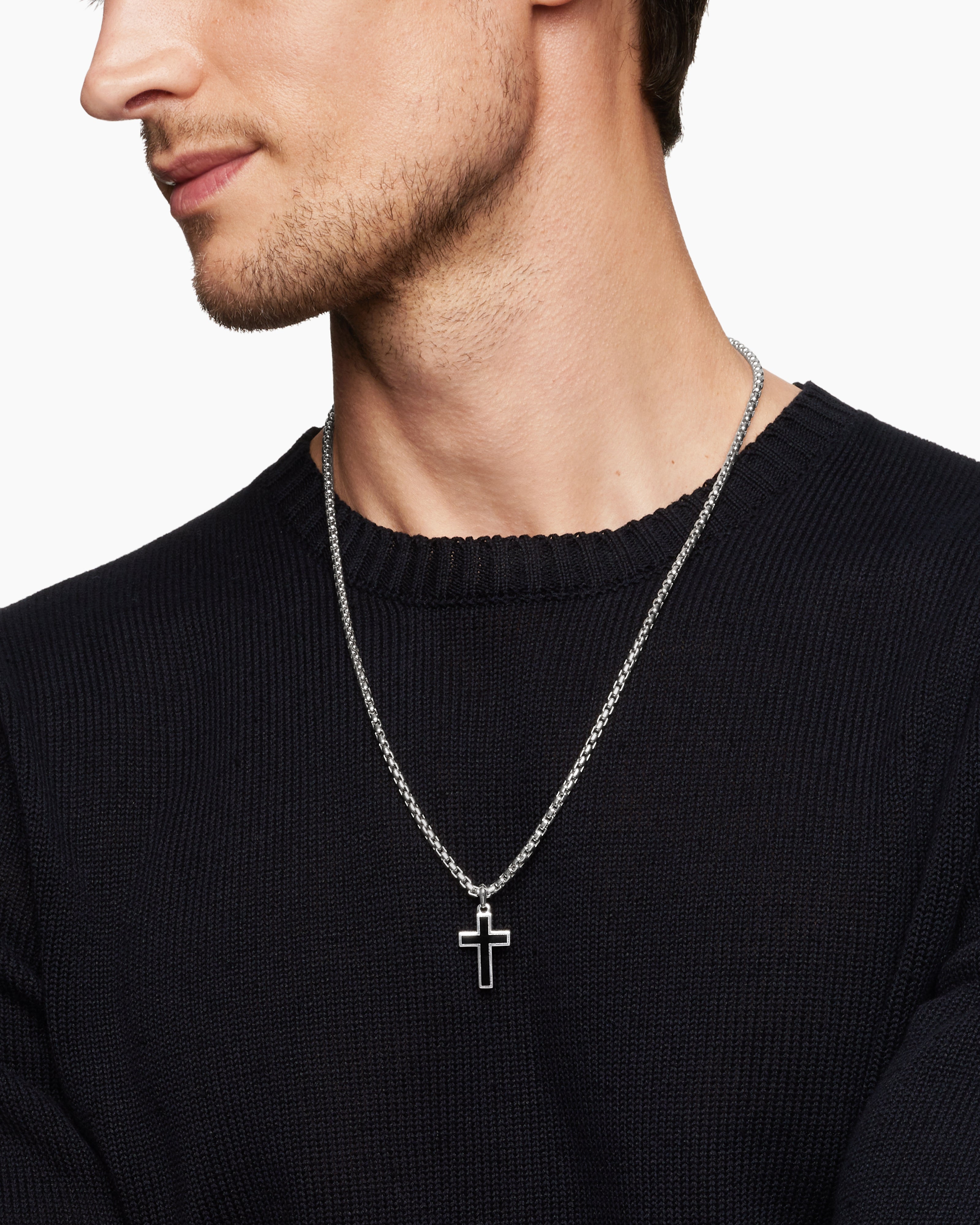 Men's Black Onyx Cross Pendant Necklace | David Yurman
