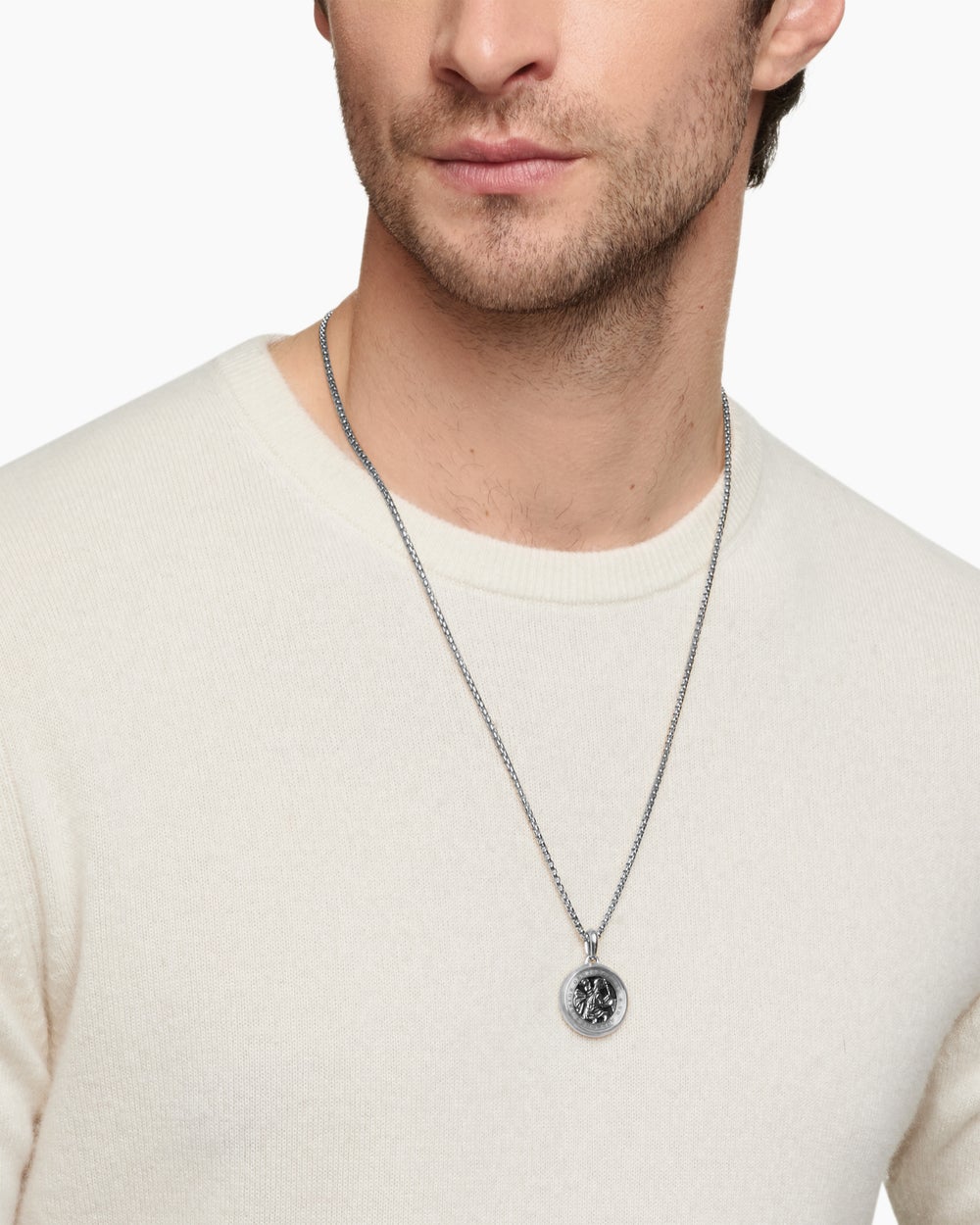 Mens St. Christopher Amulet in Sterling Silver, 26.5mm