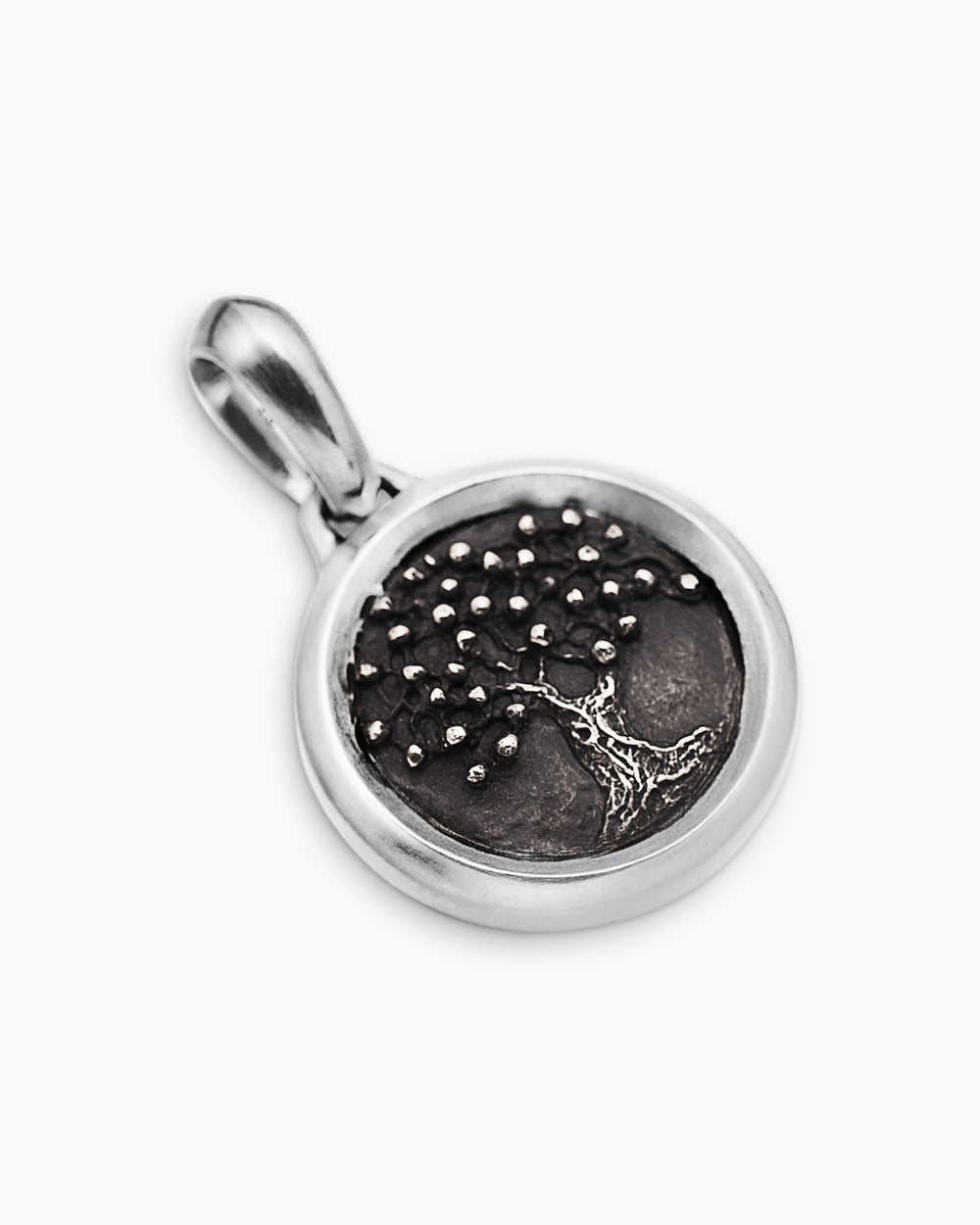 Mens Tree of Life Amulet in Sterling Silver with Bronze, 22.8mm