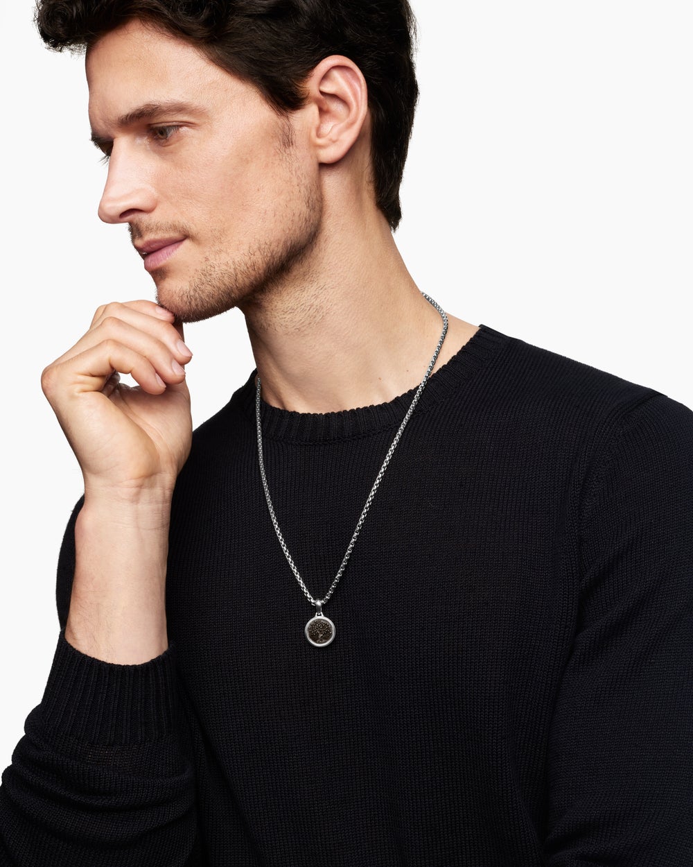 Mens Tree of Life Amulet in Sterling Silver with Bronze, 22.8mm