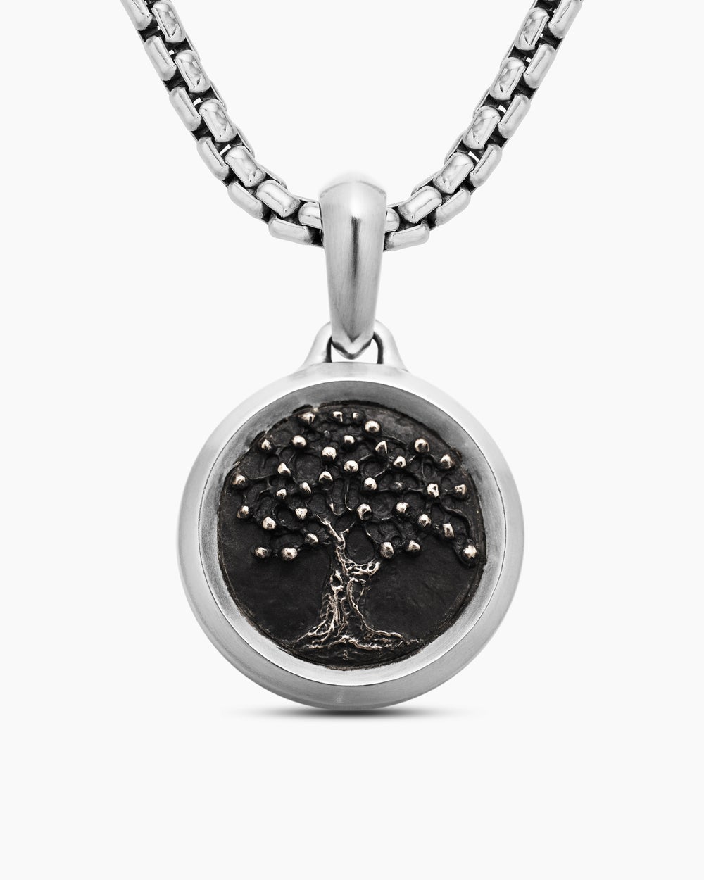 Mens Tree of Life Amulet in Sterling Silver with Bronze, 22.8mm