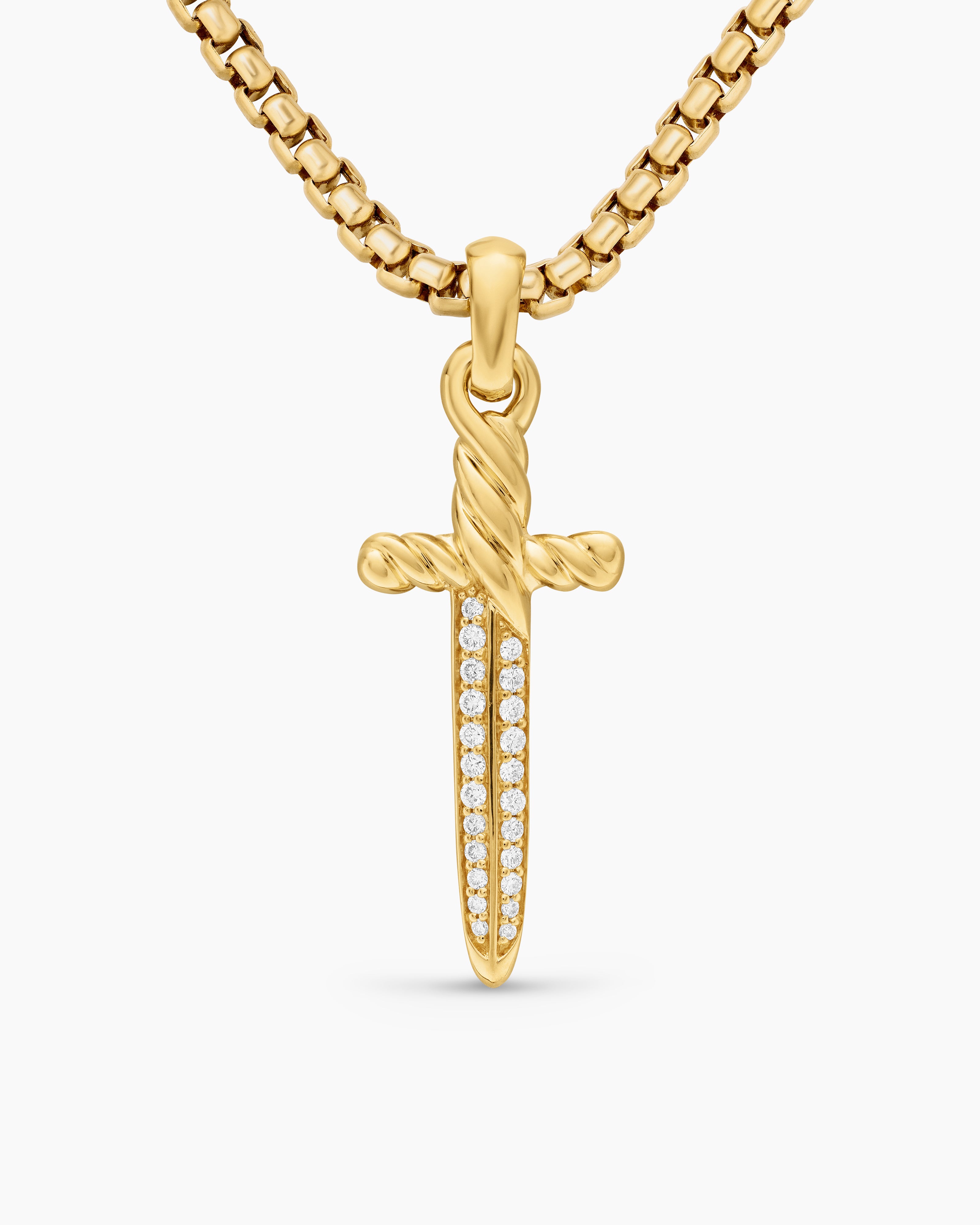 Womens Petrvs&reg; Dagger Amulet in 18K Yellow Gold with Diamonds, 32mm