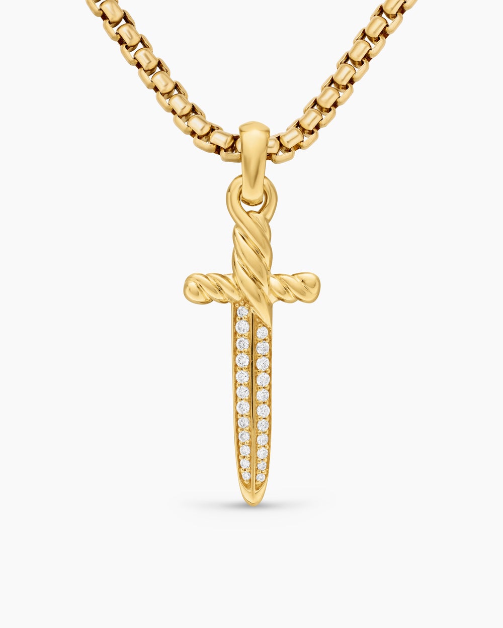 Womens Petrvs® Dagger Amulet in 18K Yellow Gold with Diamonds, 32mm