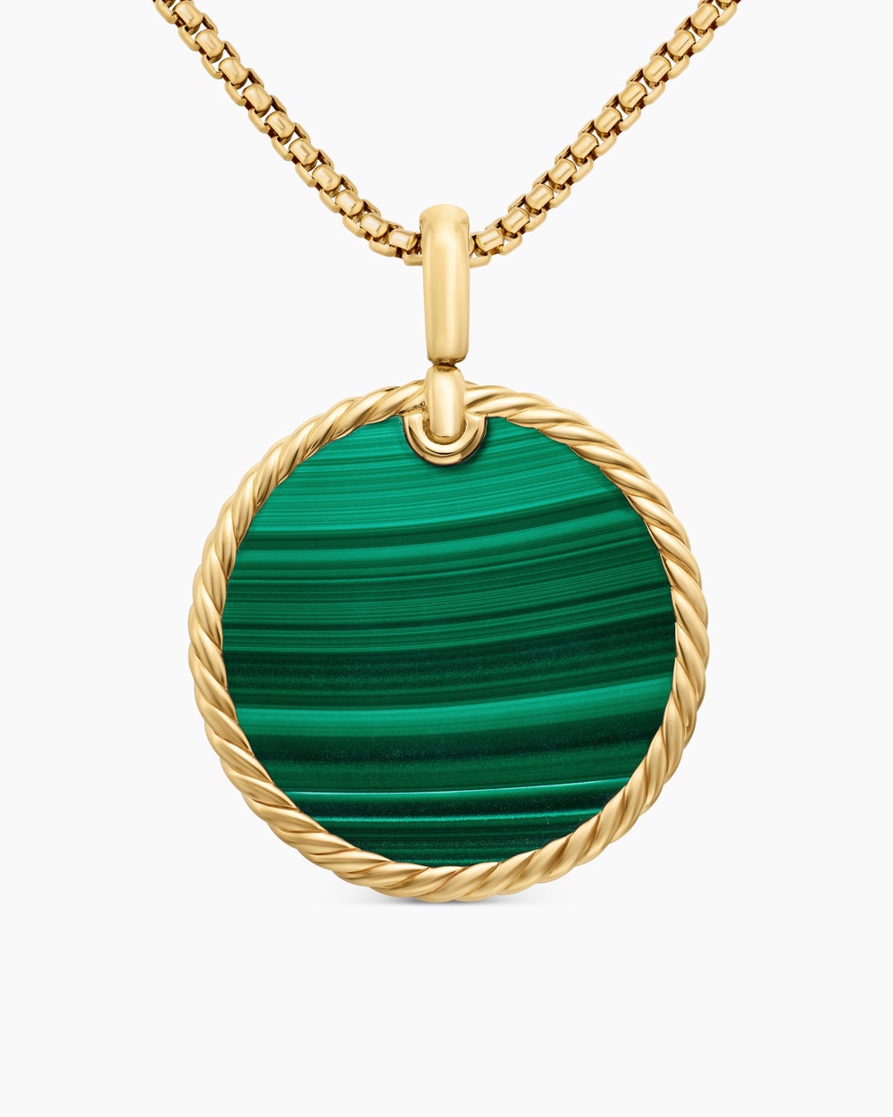 Womens DY Elements® Disc Pendant in 18K Yellow Gold with Malachite, 32mm