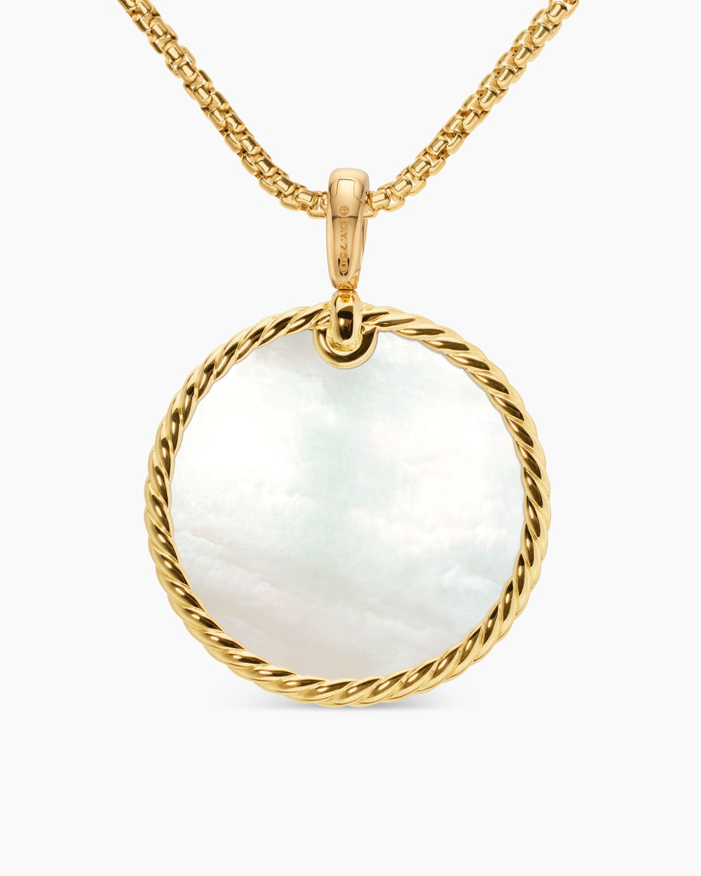 Womens DY Elements® Disc Pendant in 18K Yellow Gold with Black Onyx Reversible to Mother of Pearl, 32mm