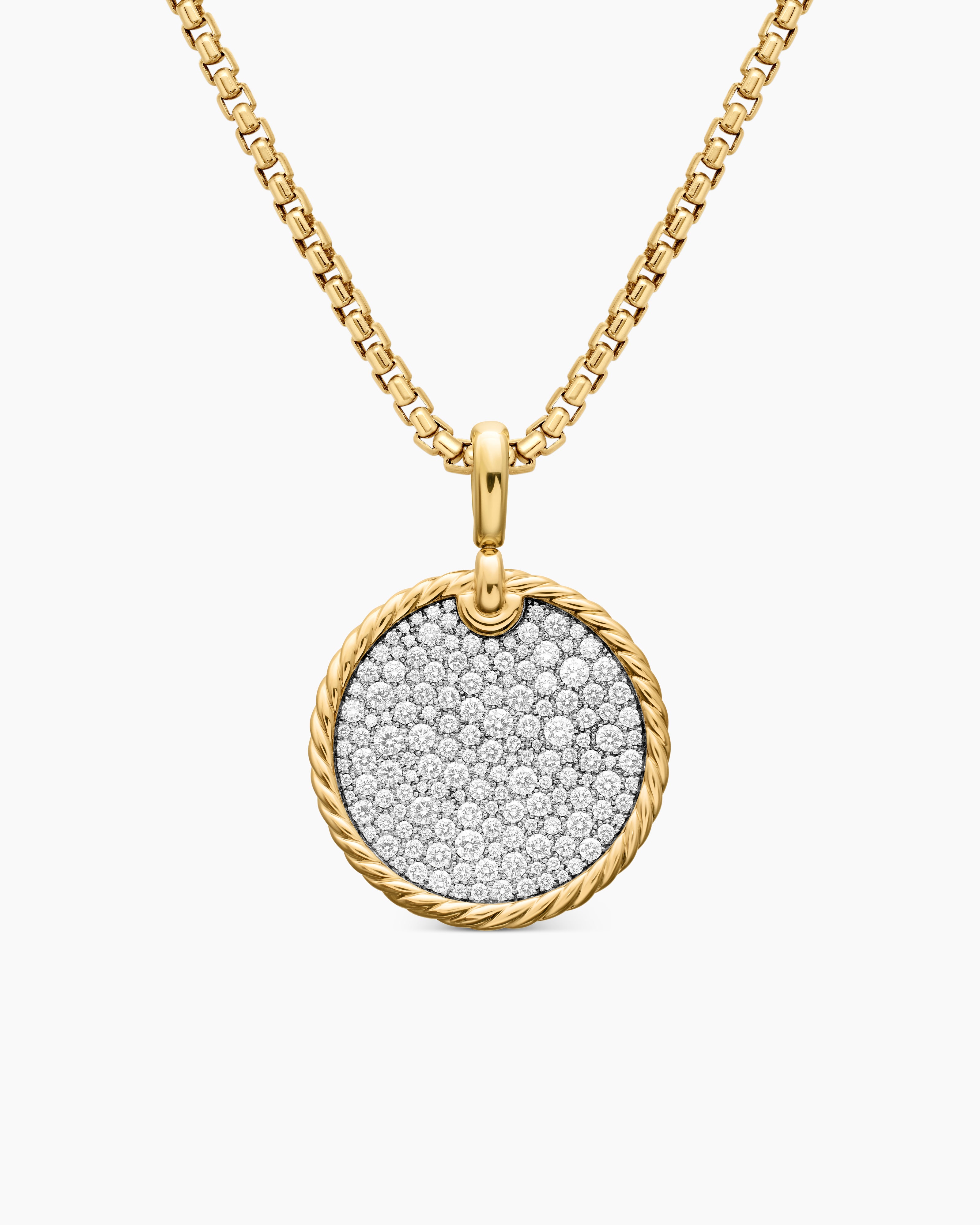 Womens DY Elements&reg; Disc Pendant in 18K Yellow Gold with Diamonds, 24mm