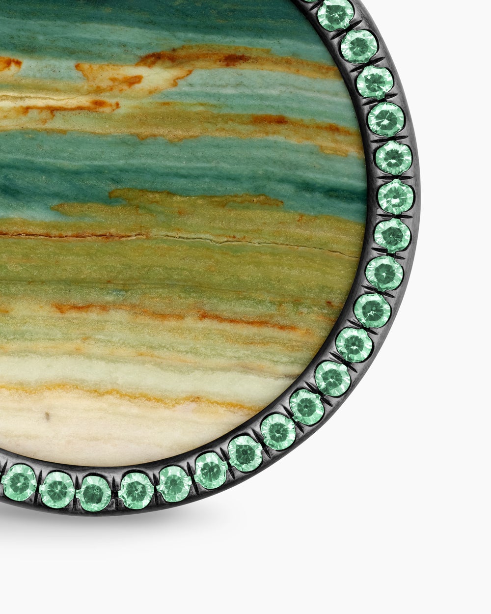 Womens Limited DY Elements® Disc Pendant in Blackened Silver with Bogwood and Pavé Tsavorites, 24mm