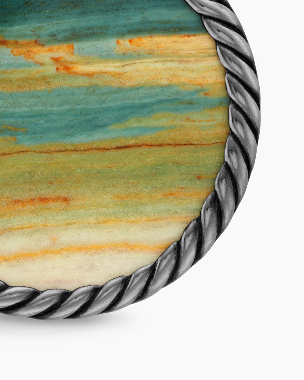 Womens Limited DY Elements® Disc Pendant in Blackened Silver with Bogwood and Pavé Tsavorites, 24mm