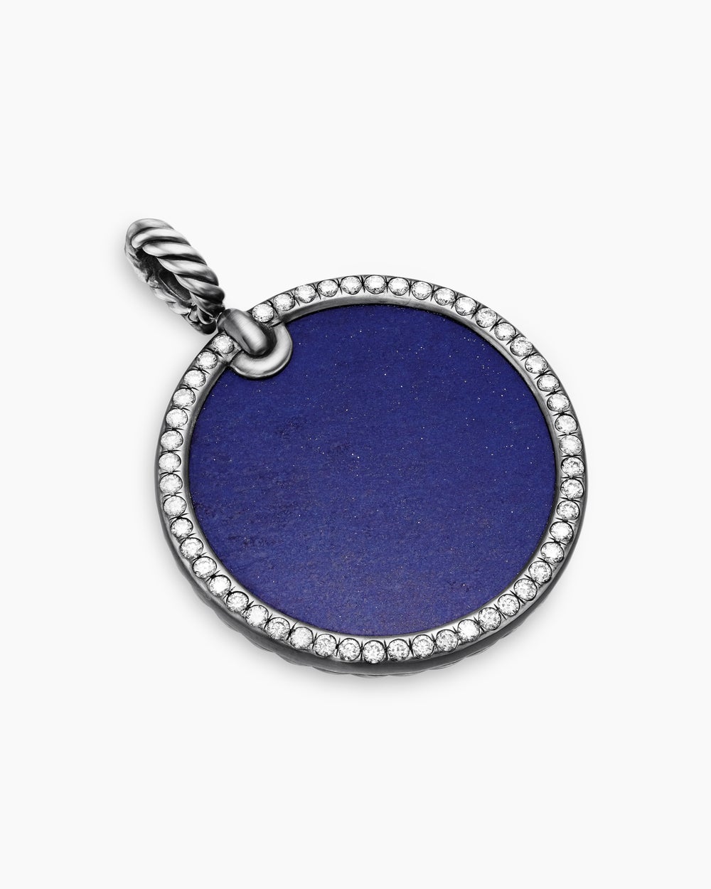 Womens DY Elements® Disc Pendant in Blackened Silver with Lapis and Diamonds, 32mm
