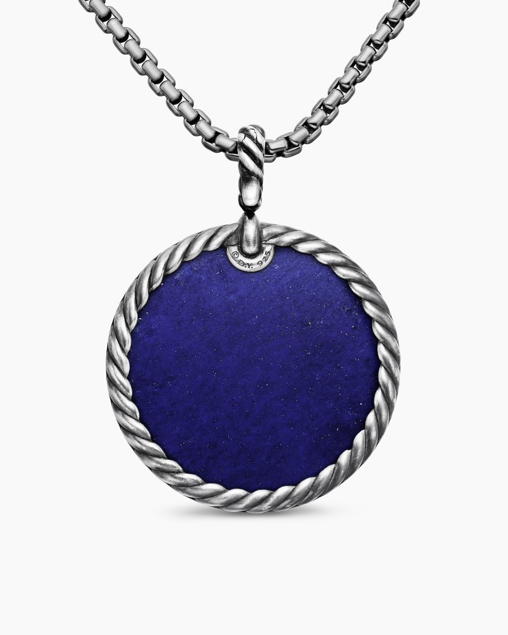 Womens DY Elements® Disc Pendant in Blackened Silver with Lapis and Diamonds, 32mm