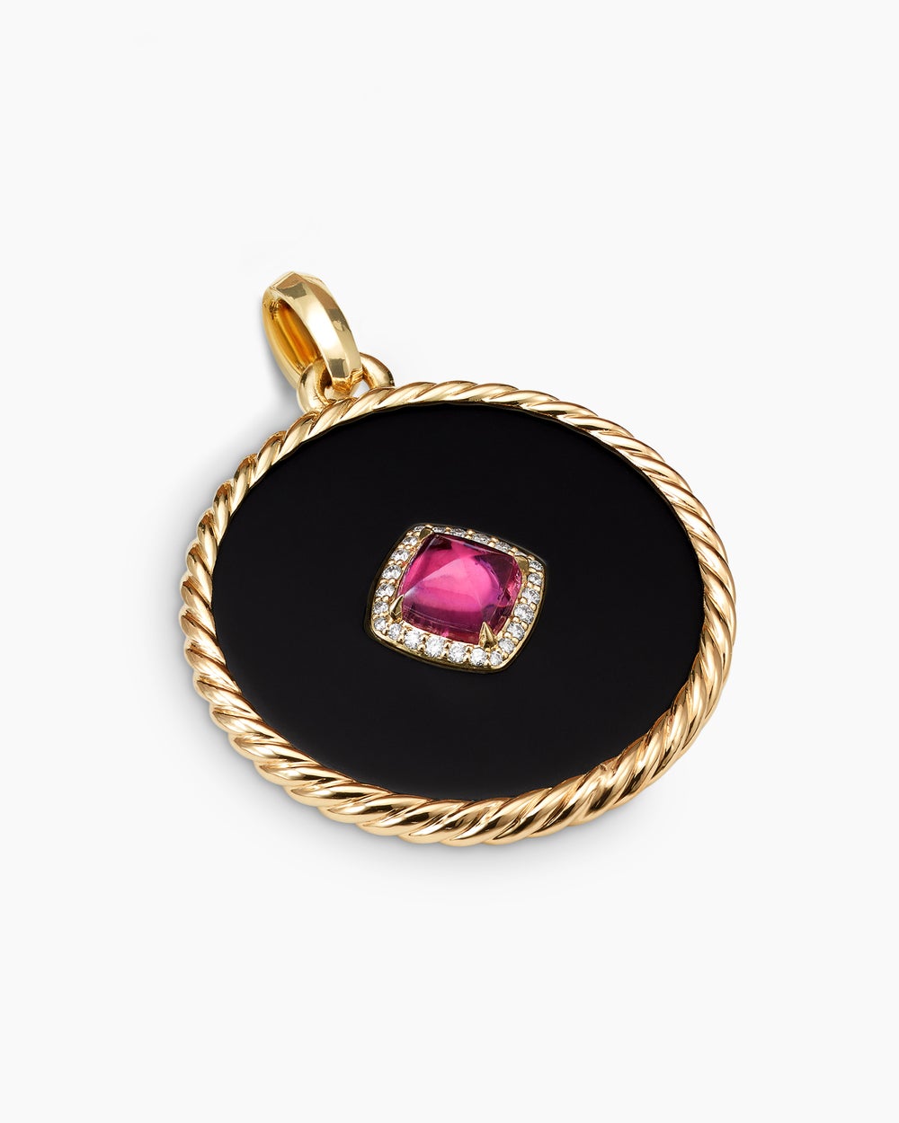 Womens DY Elements Statement Disc Pendant in 18K Yellow Gold with Diamonds, 32mm