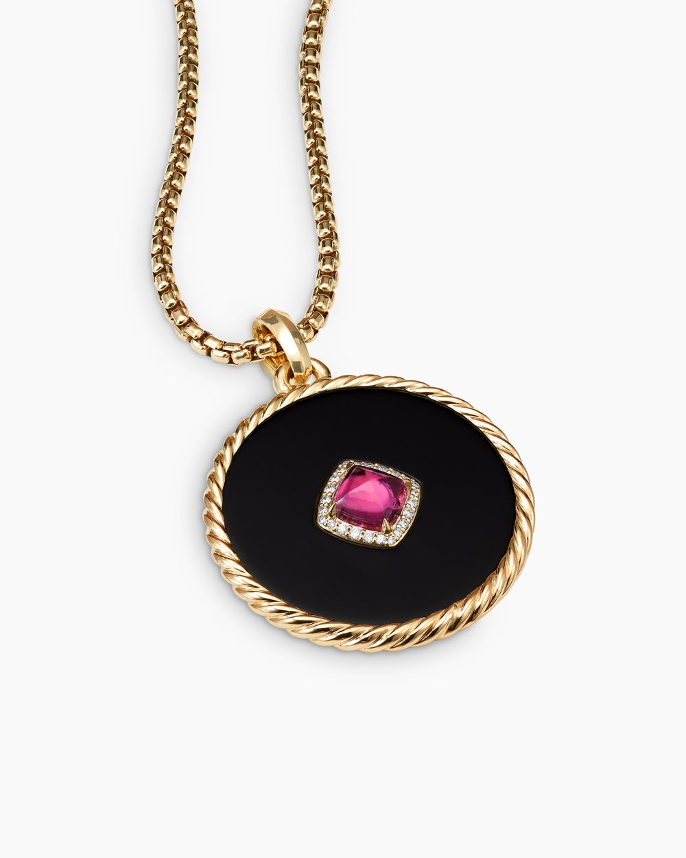 Womens DY Elements Statement Disc Pendant in 18K Yellow Gold with Diamonds, 32mm