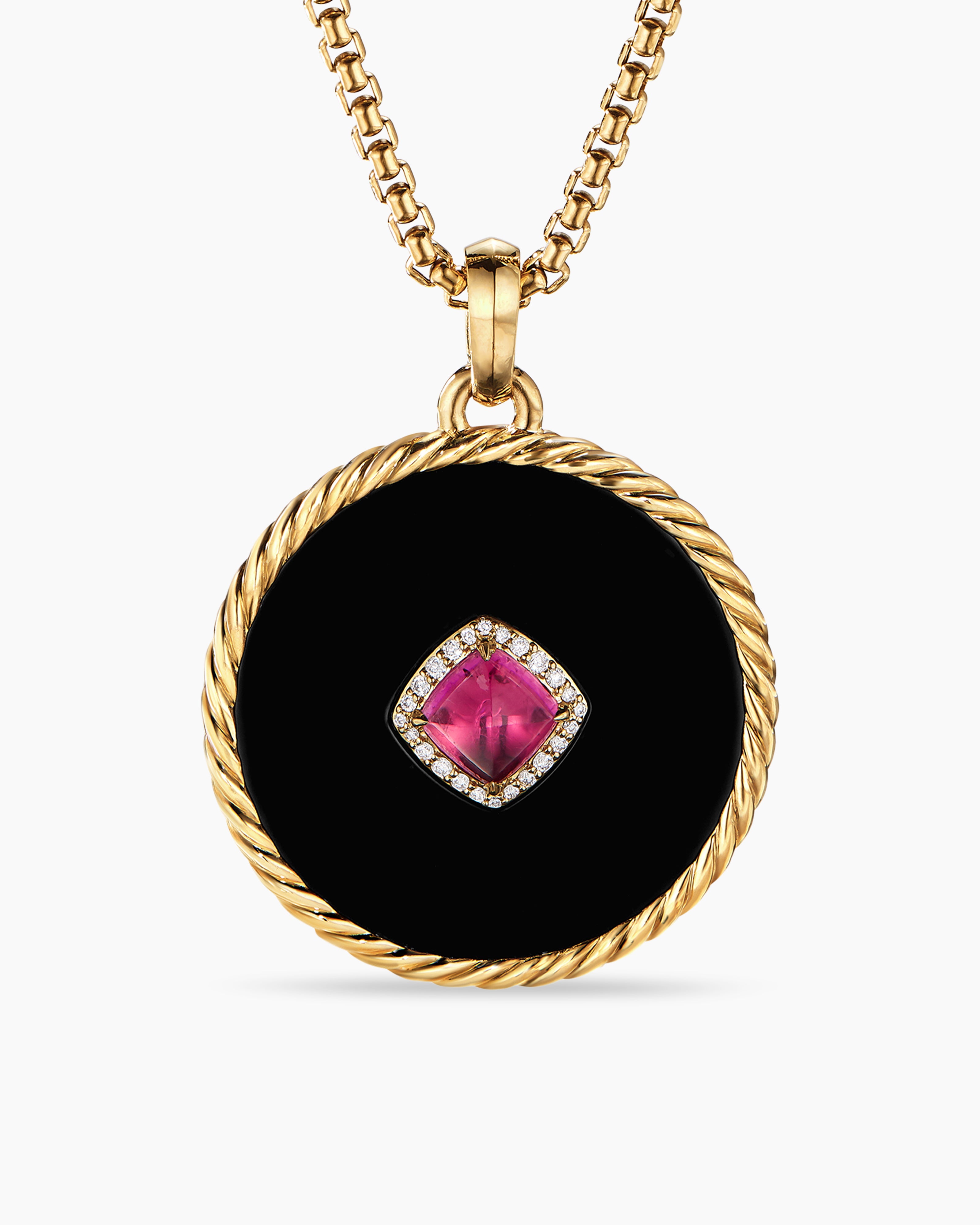 Womens DY Elements Statement Disc Pendant in 18K Yellow Gold with Diamonds, 32mm