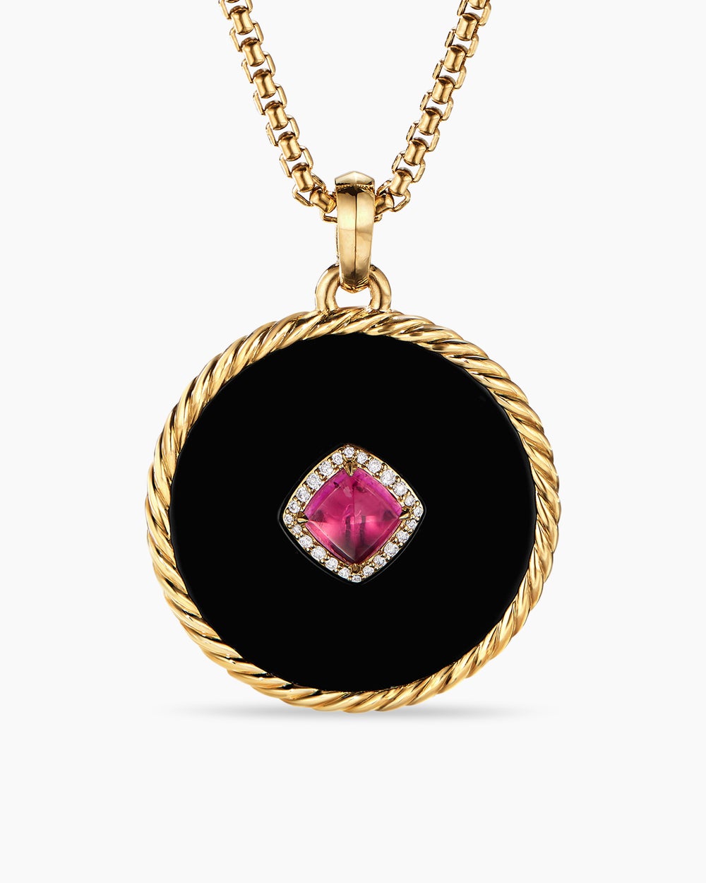 Womens DY Elements Statement Disc Pendant in 18K Yellow Gold with Diamonds, 32mm