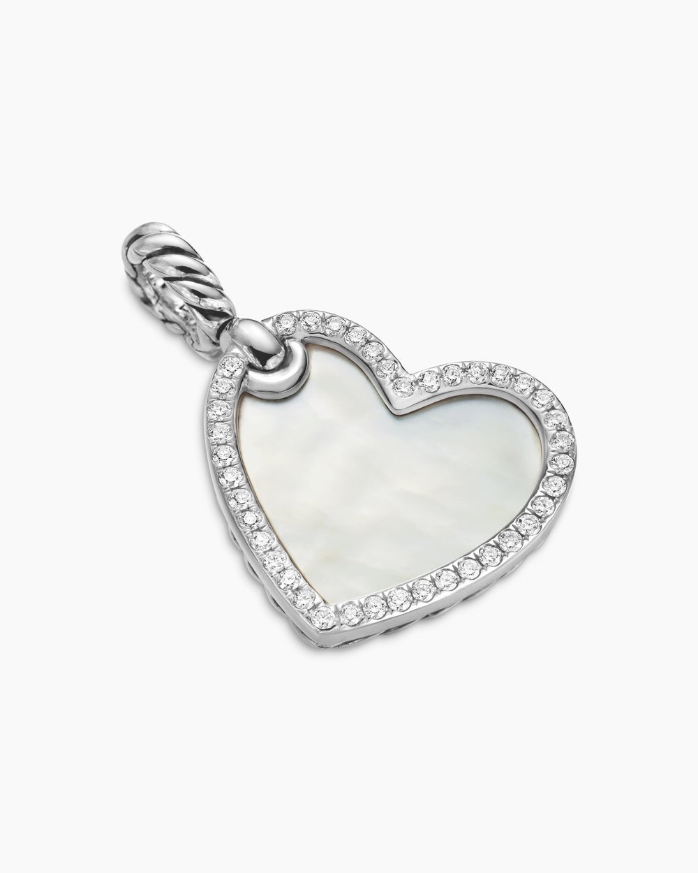 Womens DY Elements® Heart Amulet in Sterling Silver with Mother of Pearl and Diamonds, 18.7mm