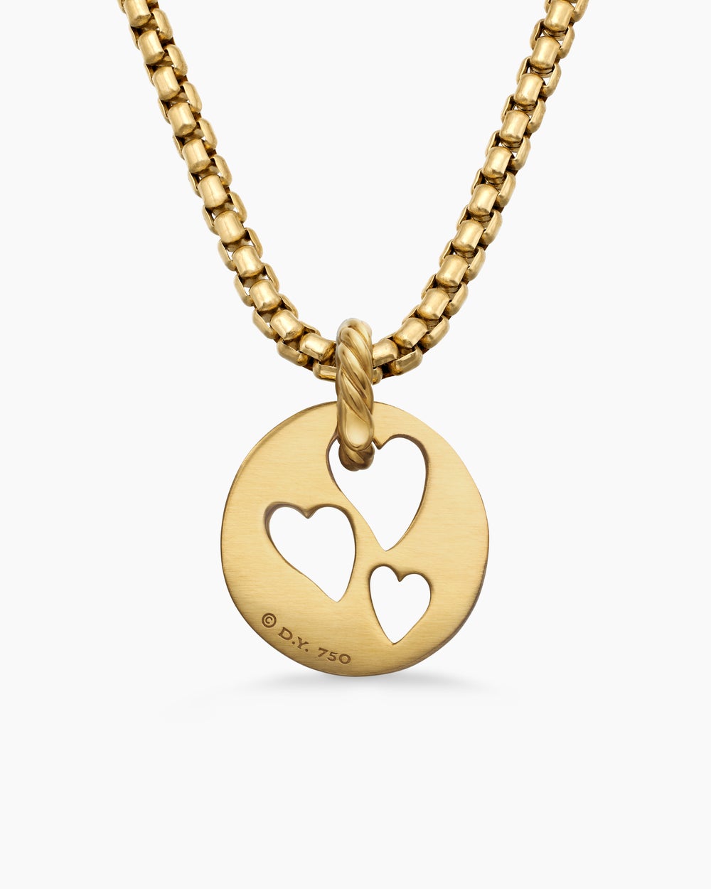 Womens DY Elements® Open Hearts Pendant in 18K Yellow Gold with Diamond, 16mm