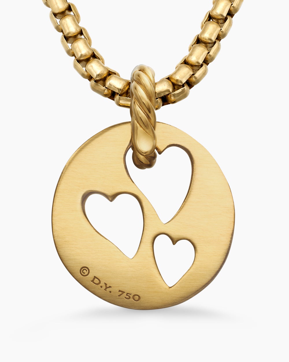 Womens DY Elements® Open Hearts Pendant in 18K Yellow Gold with Diamond, 16mm