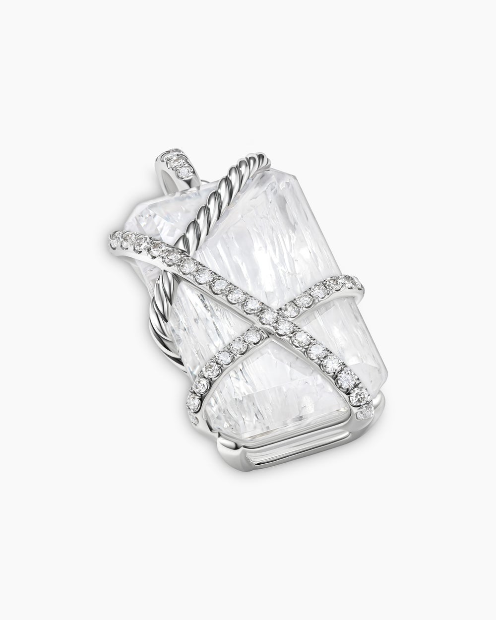 Womens Cable Wrap Amulet in Sterling Silver with Crystal and Diamonds, 32mm