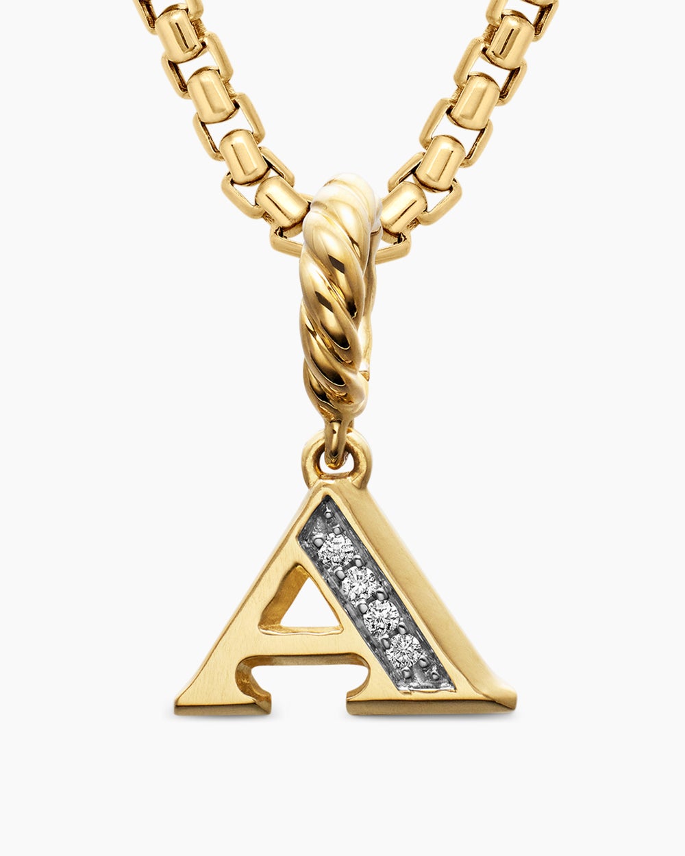 Pendentif initiale pavée en or jaune 18 carats avec A en diamant femmes