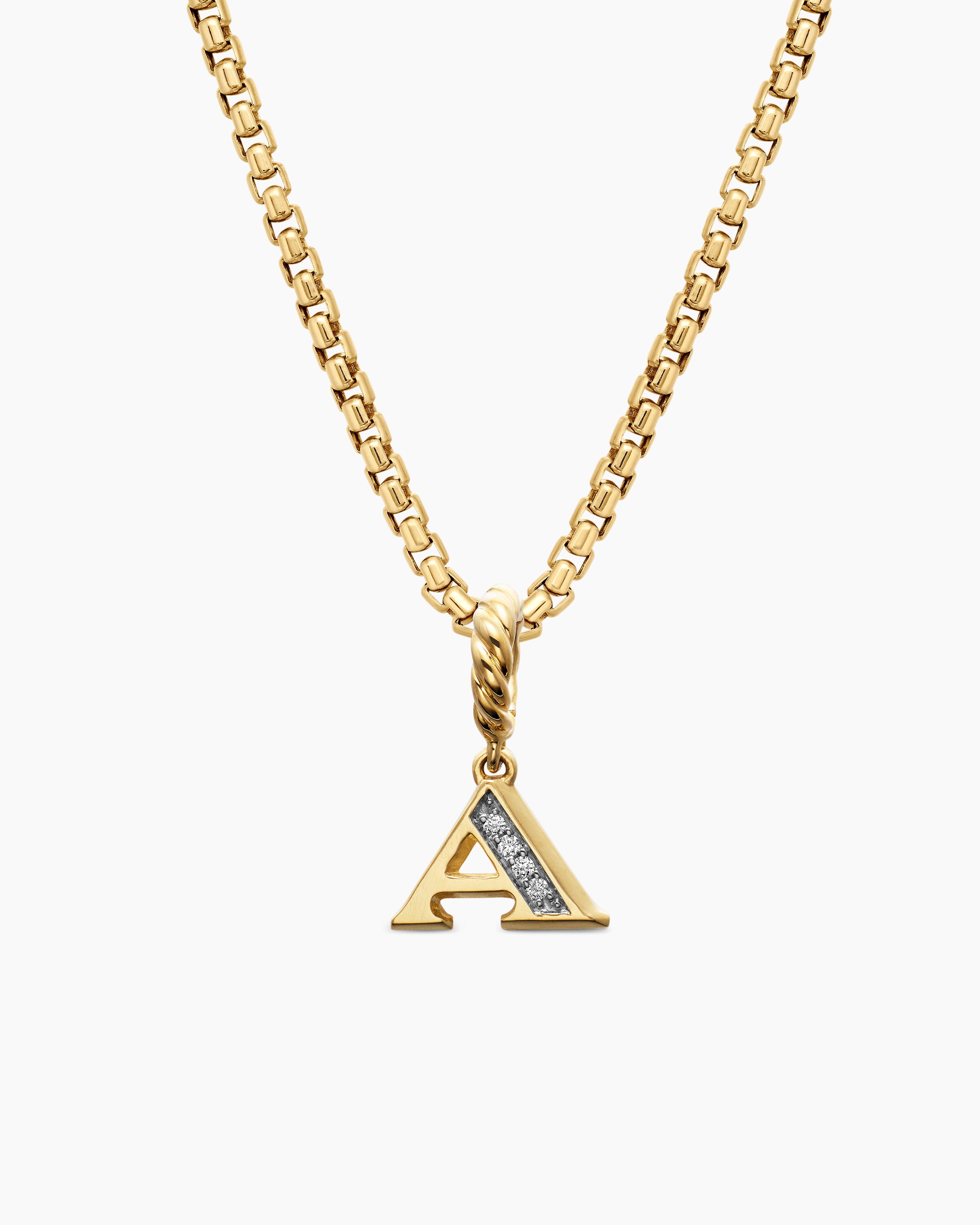 Pendentif initiale pav&eacute;e en or jaune 18 carats avec A en diamant femmes 