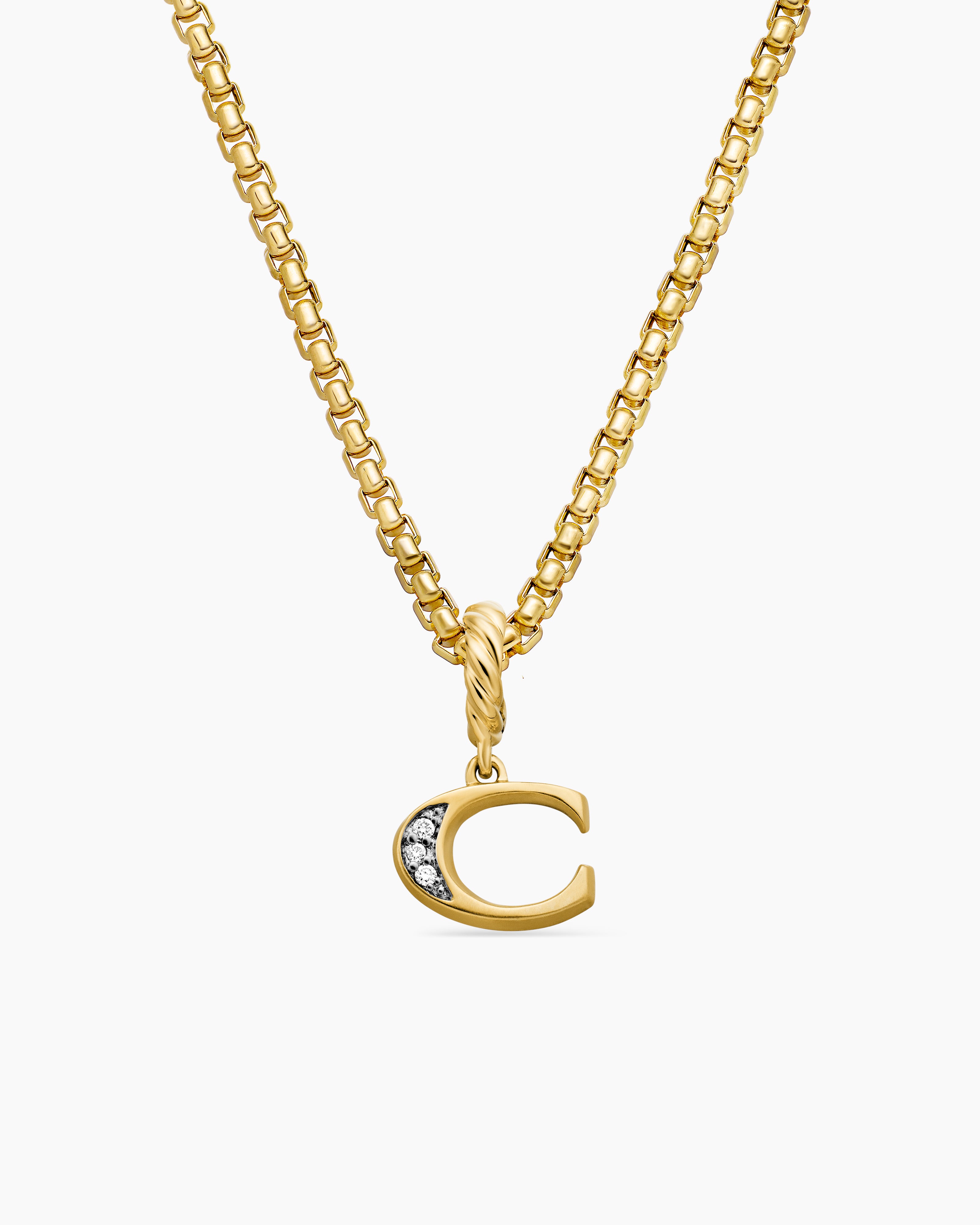Pendentif initiale pav&eacute;e en or jaune 18 carats avec C en diamant femmes 