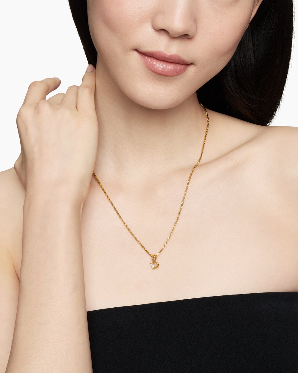 Womens Pavé Initial Pendant in 18K Yellow Gold with Diamond D
