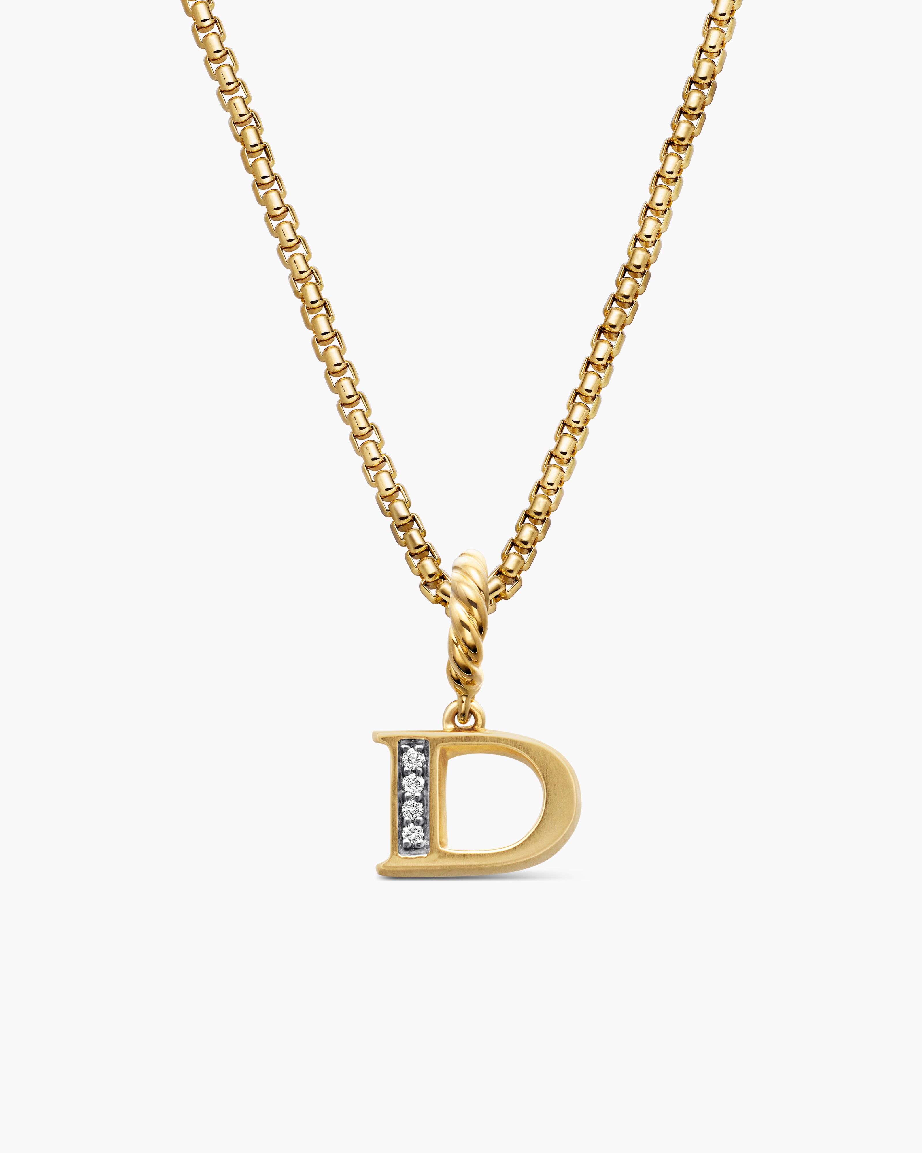 Womens Pav&eacute; Initial Pendant in 18K Yellow Gold with Diamond D