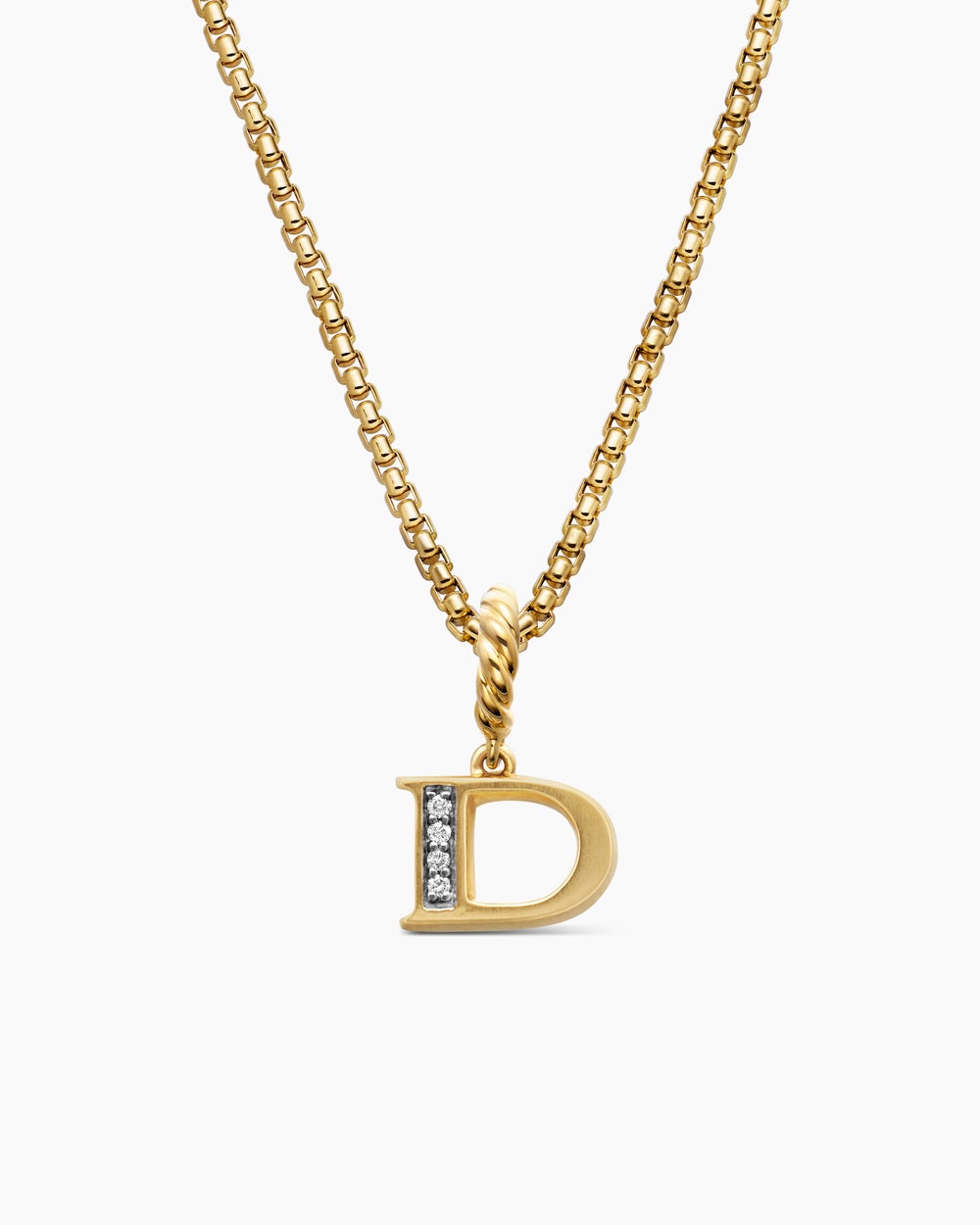Womens Pavé Initial Pendant in 18K Yellow Gold with Diamond D